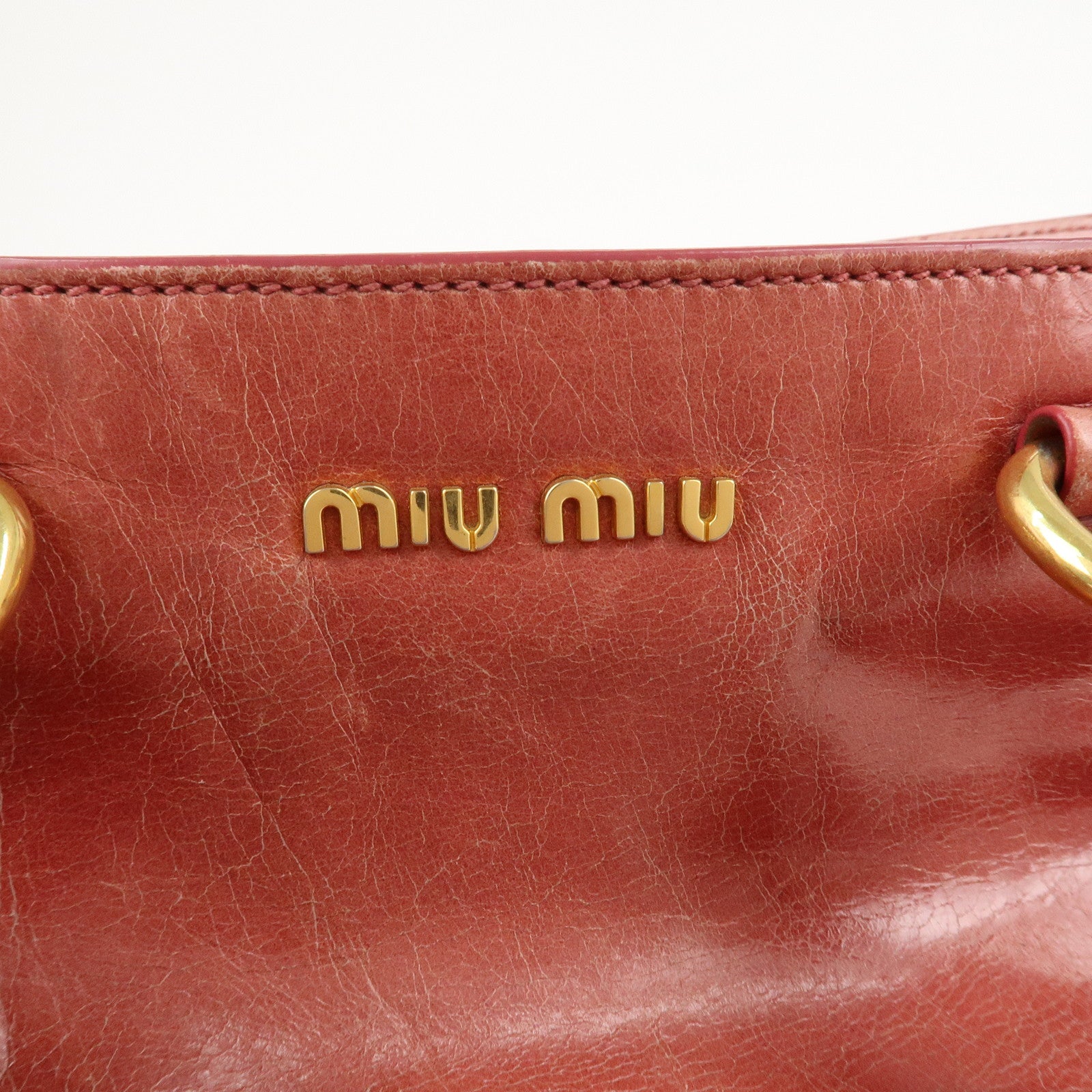 MIU MIU Leather 2 Way Bag Hand Bag Shoulder Bag Pink Used