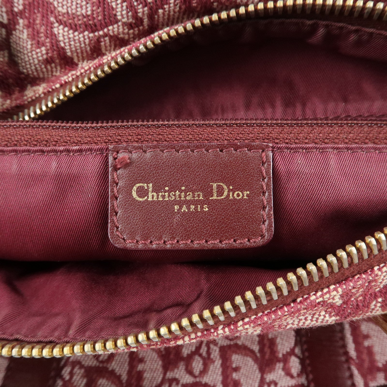 Christian Dior Trotter Canvas Leather Mini Boston Bag Burgundy Used