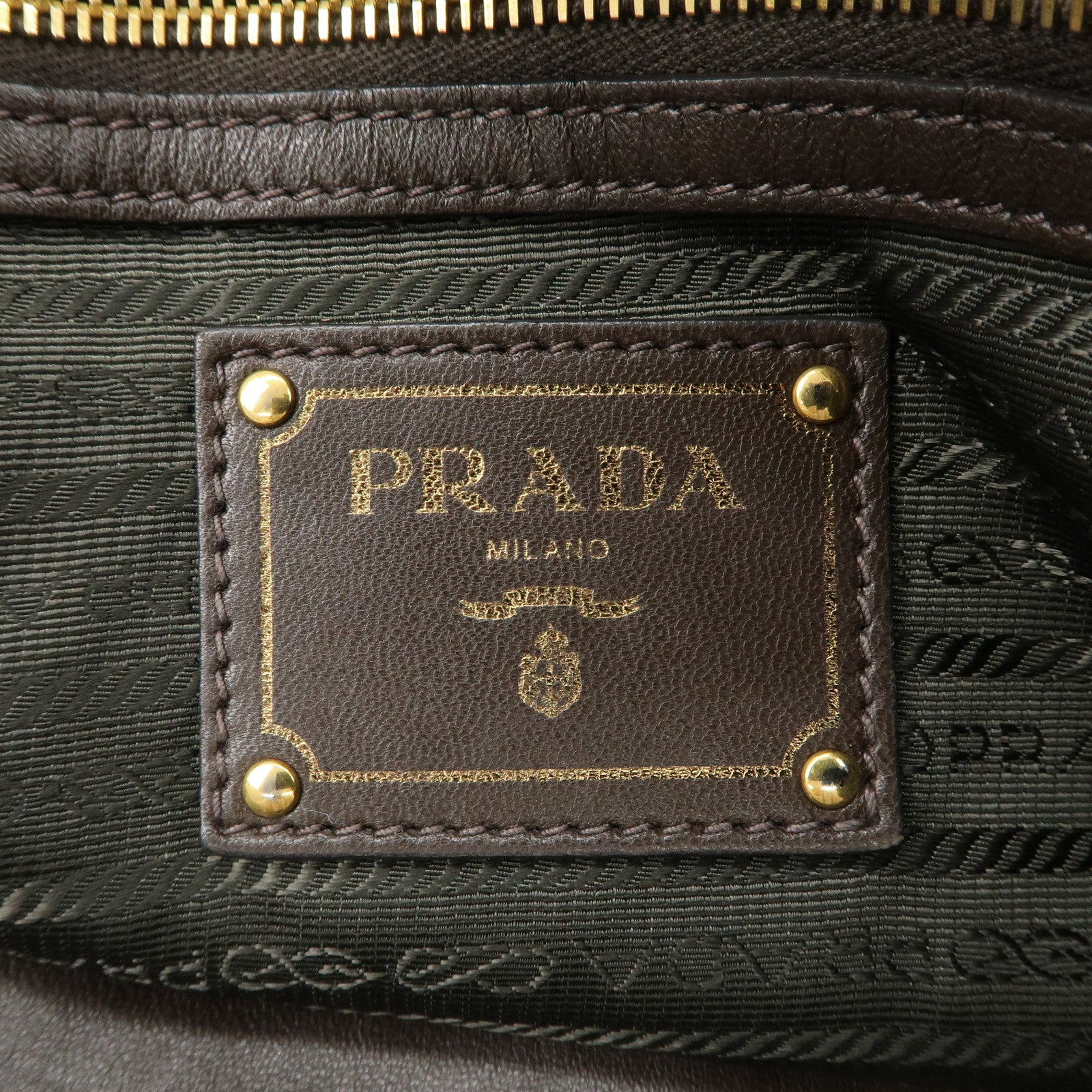 PRADA Nylon Leather Gathered Hand Bag Green Brown BN1793