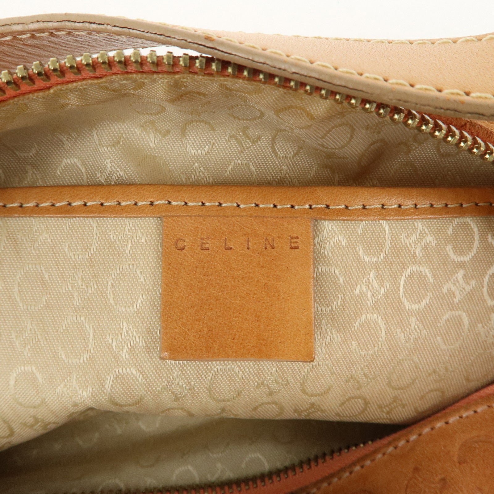 CELINE C Macadam Suede Leather Shoulder Bag Pink Beige