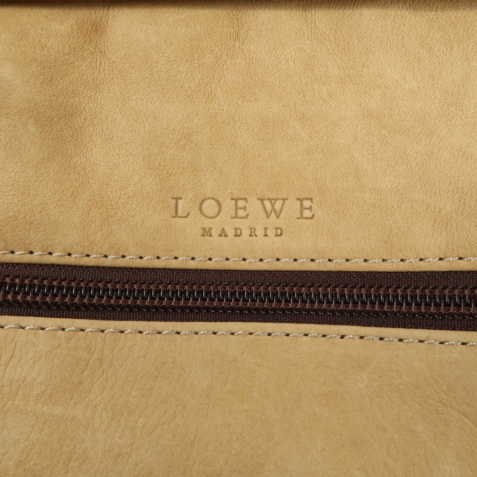 LOEWE Anagram Suede Leather Amazona 32 Hand Bag Beige Brown