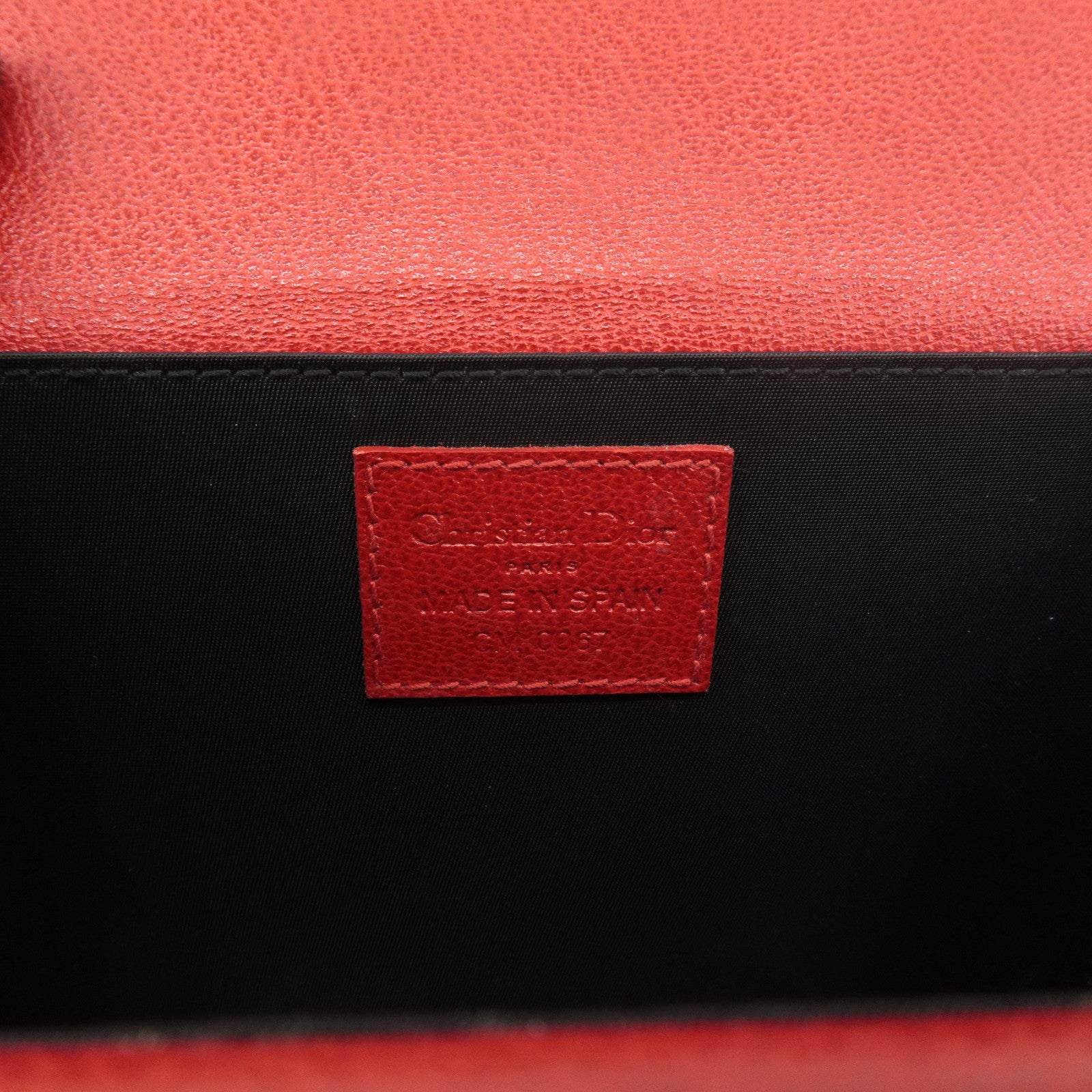 Christian Dior Leather Cannage Vanity Bag Hand Bag Red