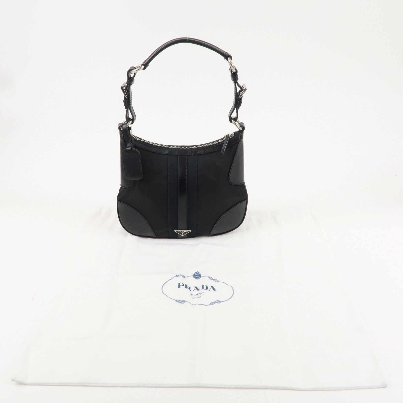 PRADA Nylon Leather One Shoulder Bag NERO Black