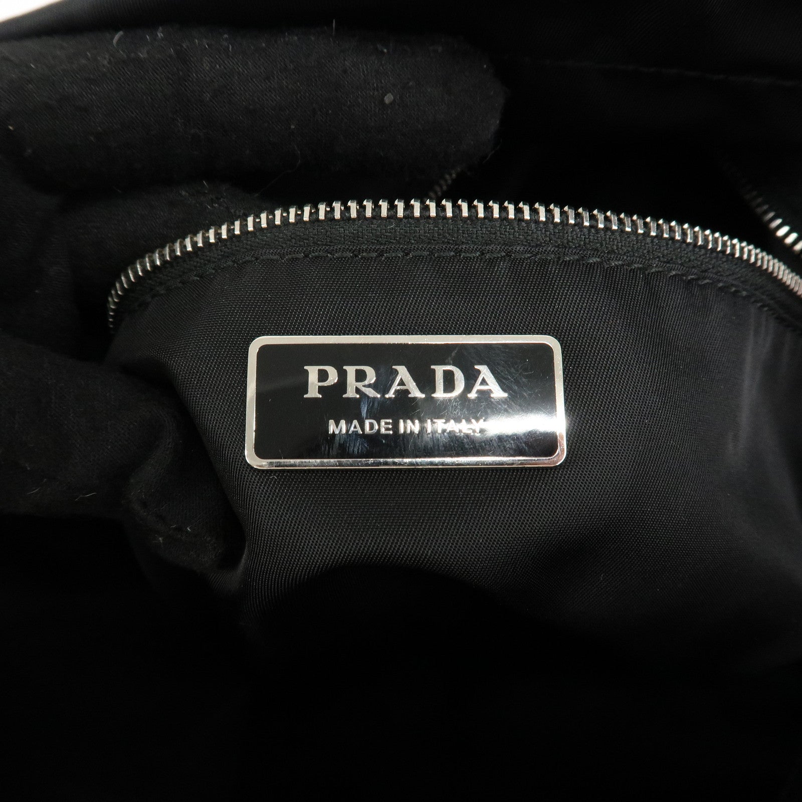 PRADA Logo Nylon Leathr Mermaid Motif Shoulder Bag Black Green