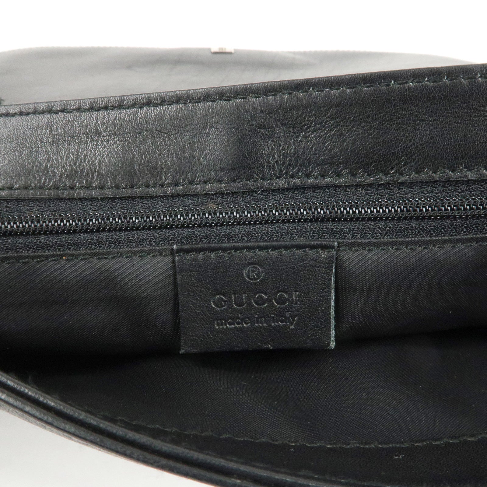 GUCCI Leather One-Shoulder Bag Black 001.3827 Used