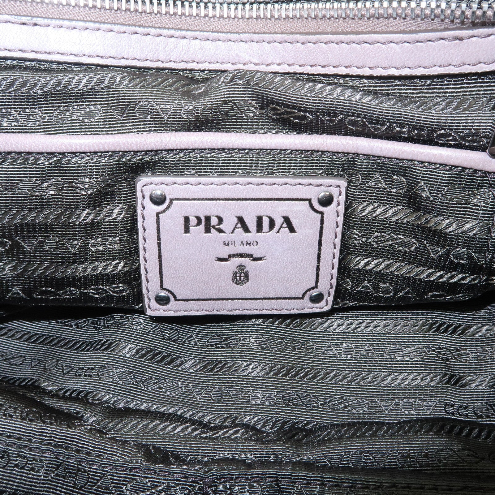 PRADA Nappa Gaufre Leather 2Way Bag Hand Bag Grey Used