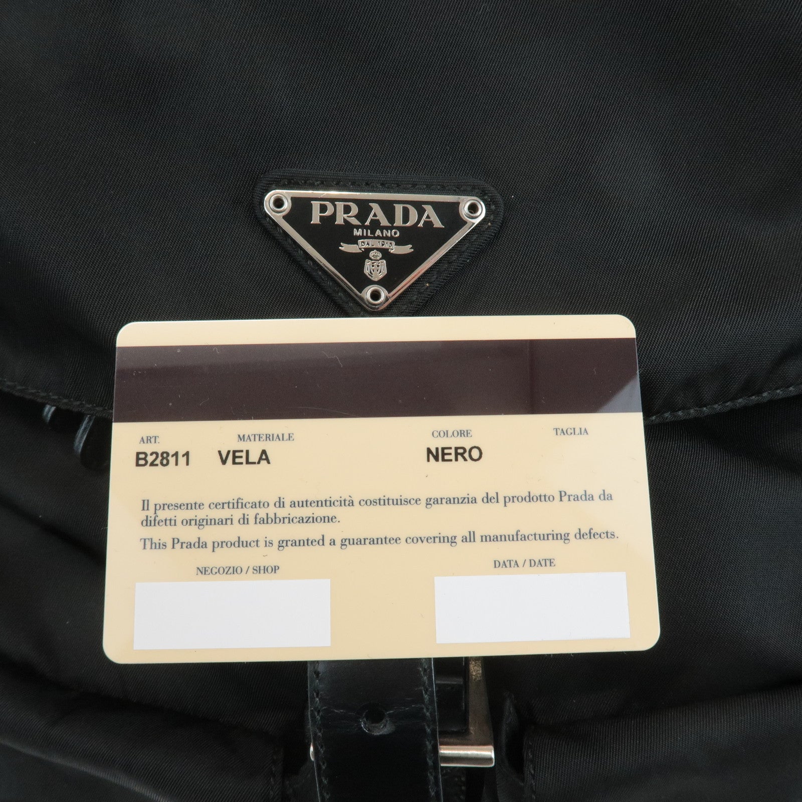 PRADA Triangle Logo Nylon Leather Back Pack Ruck Sack Black B2811 Used