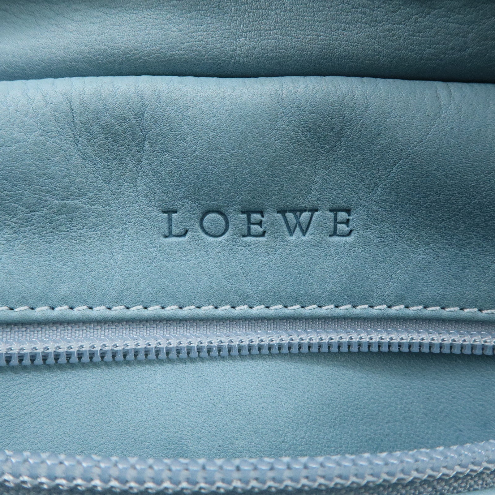 LOEWE Anagram Suede Leather Amazona 27 Hand Bag White Blue