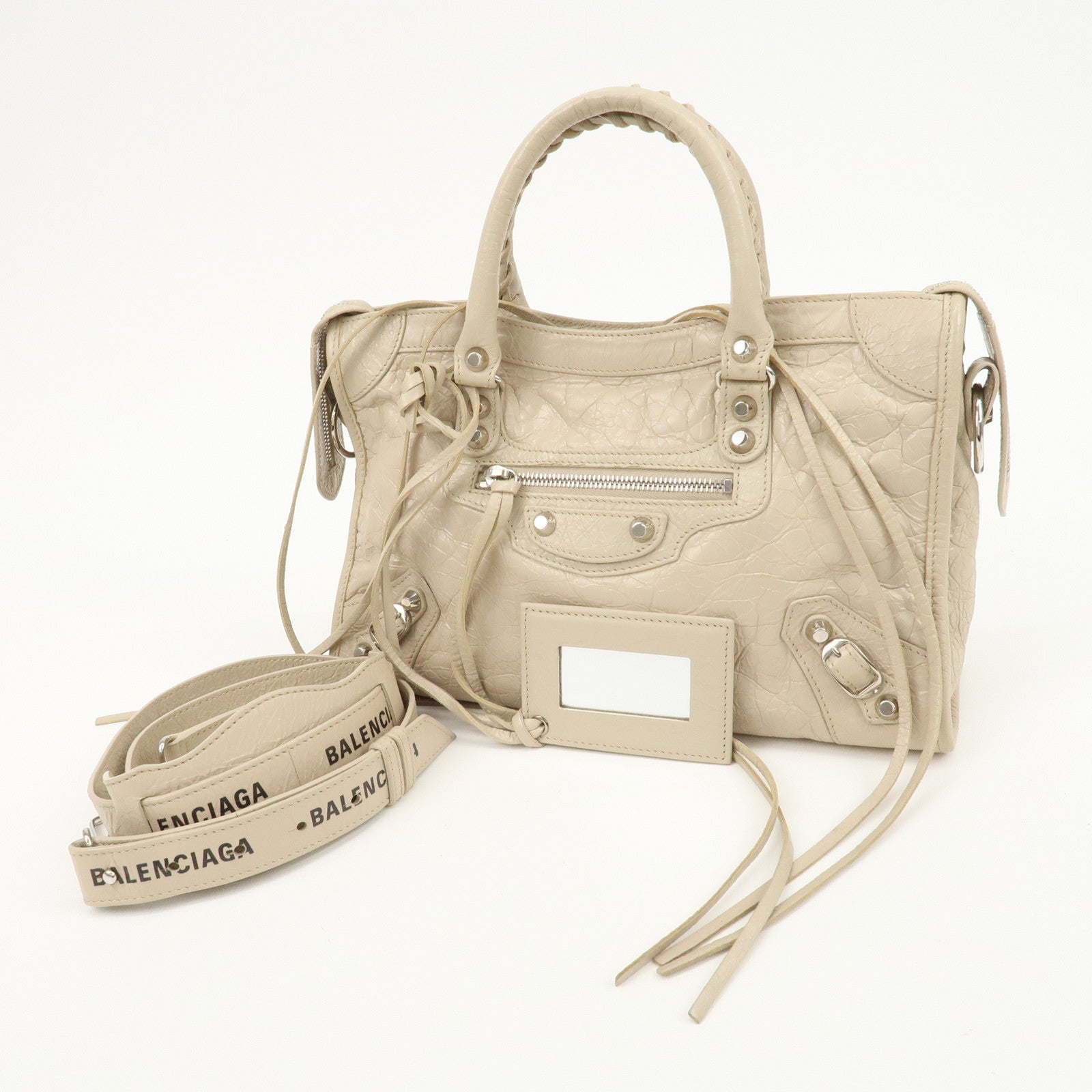 BALENCIAGA Classic City Leather 2Way Hand Bag White 431621