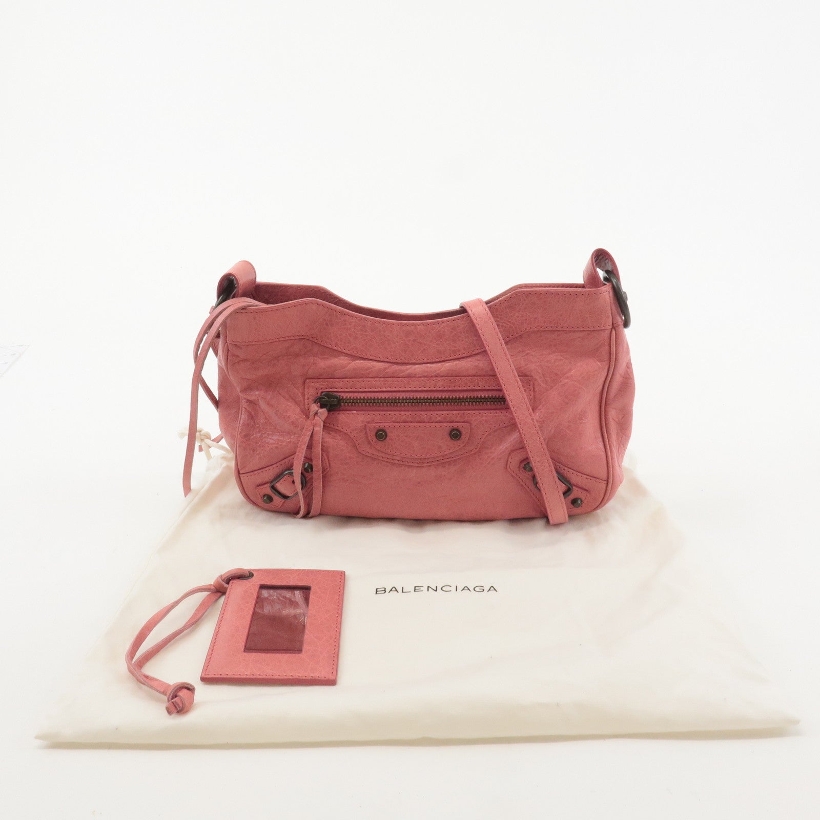 BALENCIAGA The Hip Leather Shoulder Bag Pink 242803