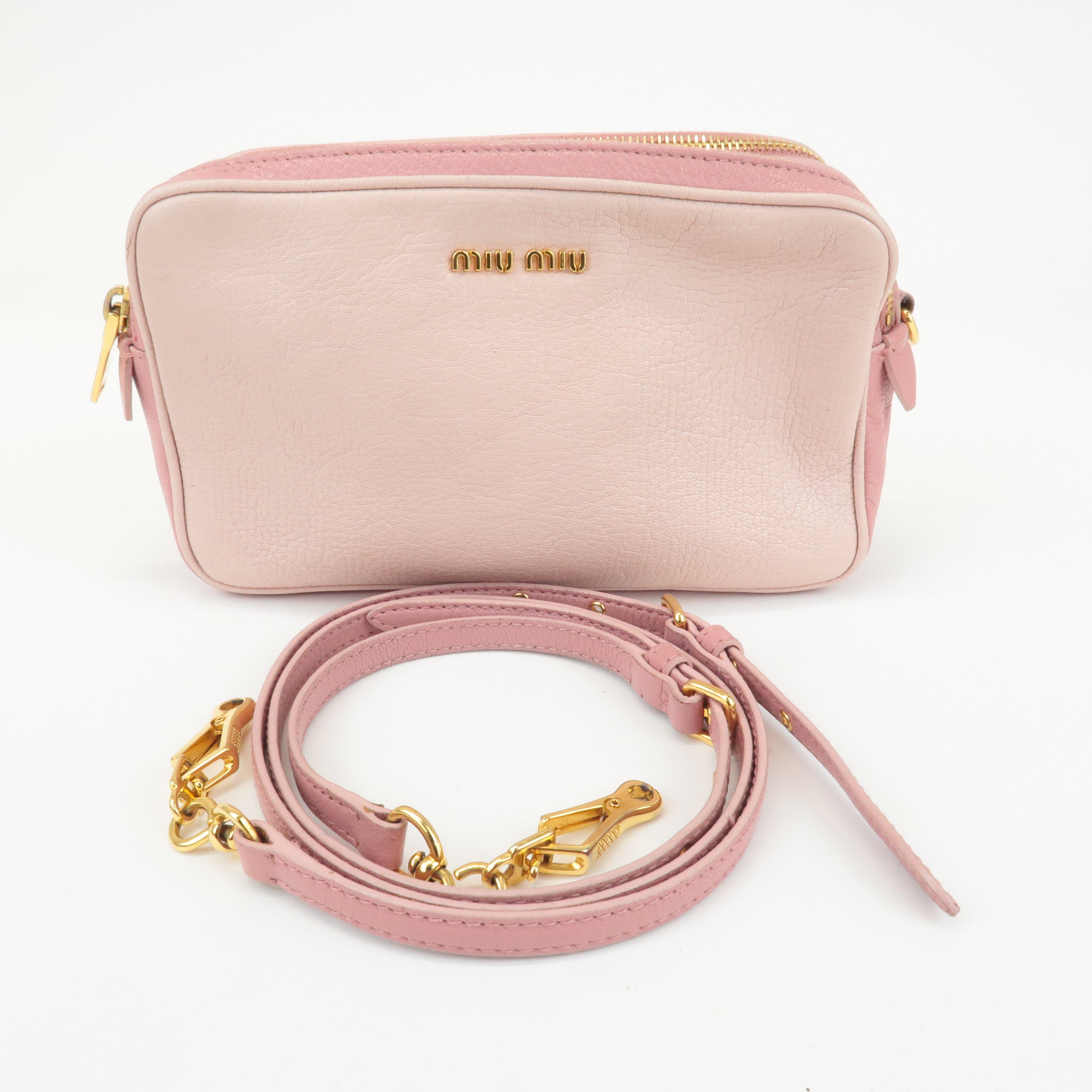 MIU MIU Leather Shoulder Bag Hand Bag Pink Light Pink Used