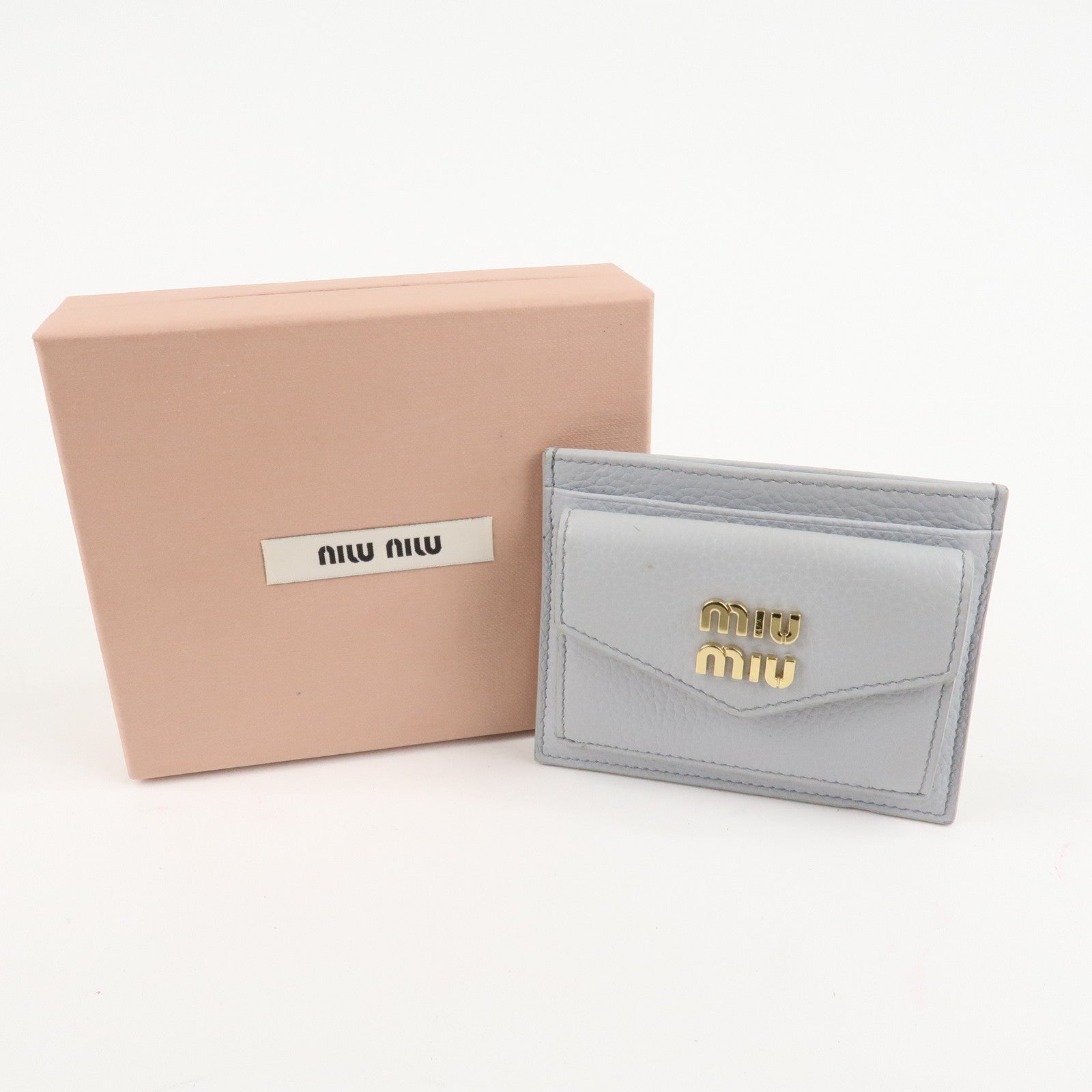 MIU MIU leather Card Case Coin Case Light Gray 5MC081