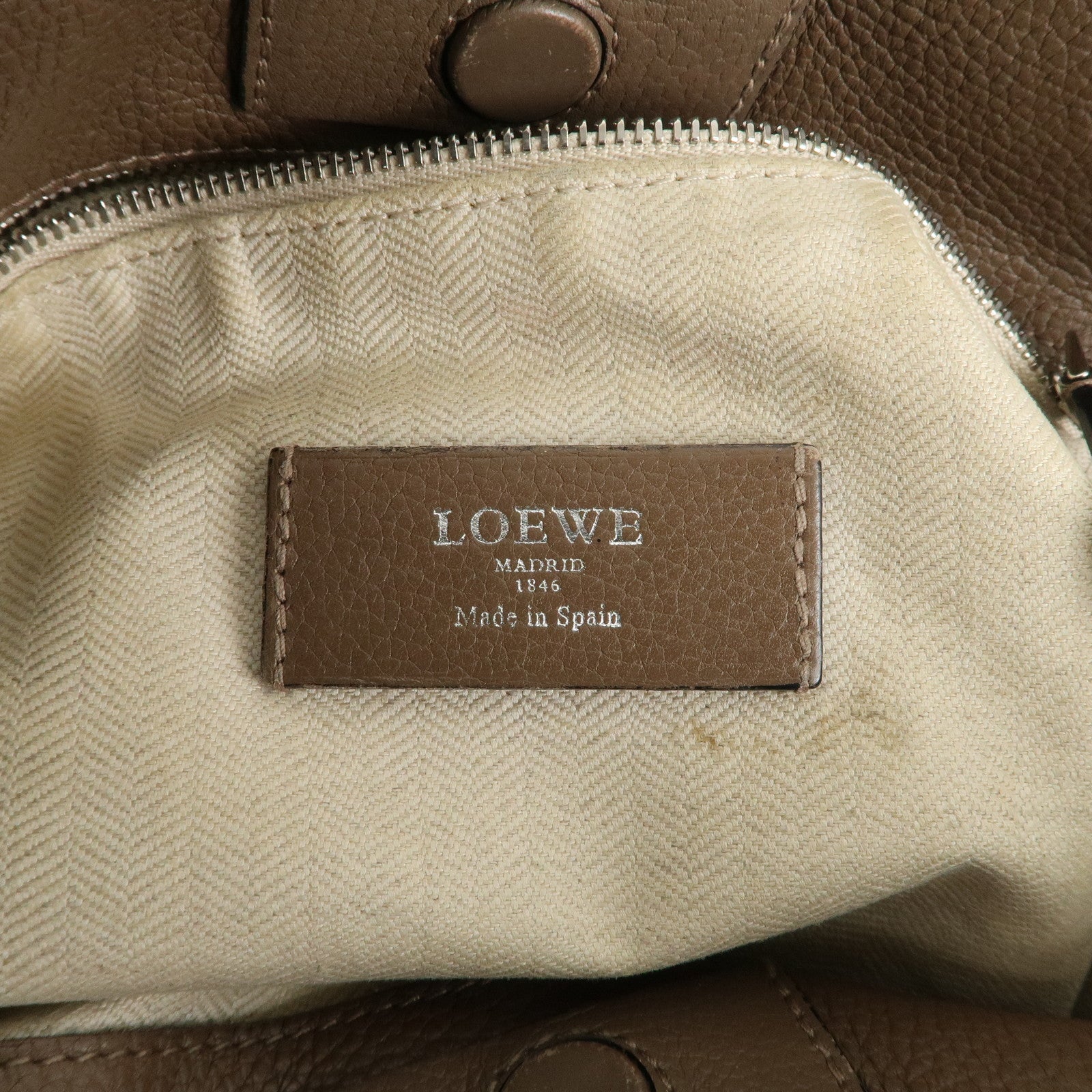 LOEWE Anagram Leather Dunas Shoulder Bag Brown