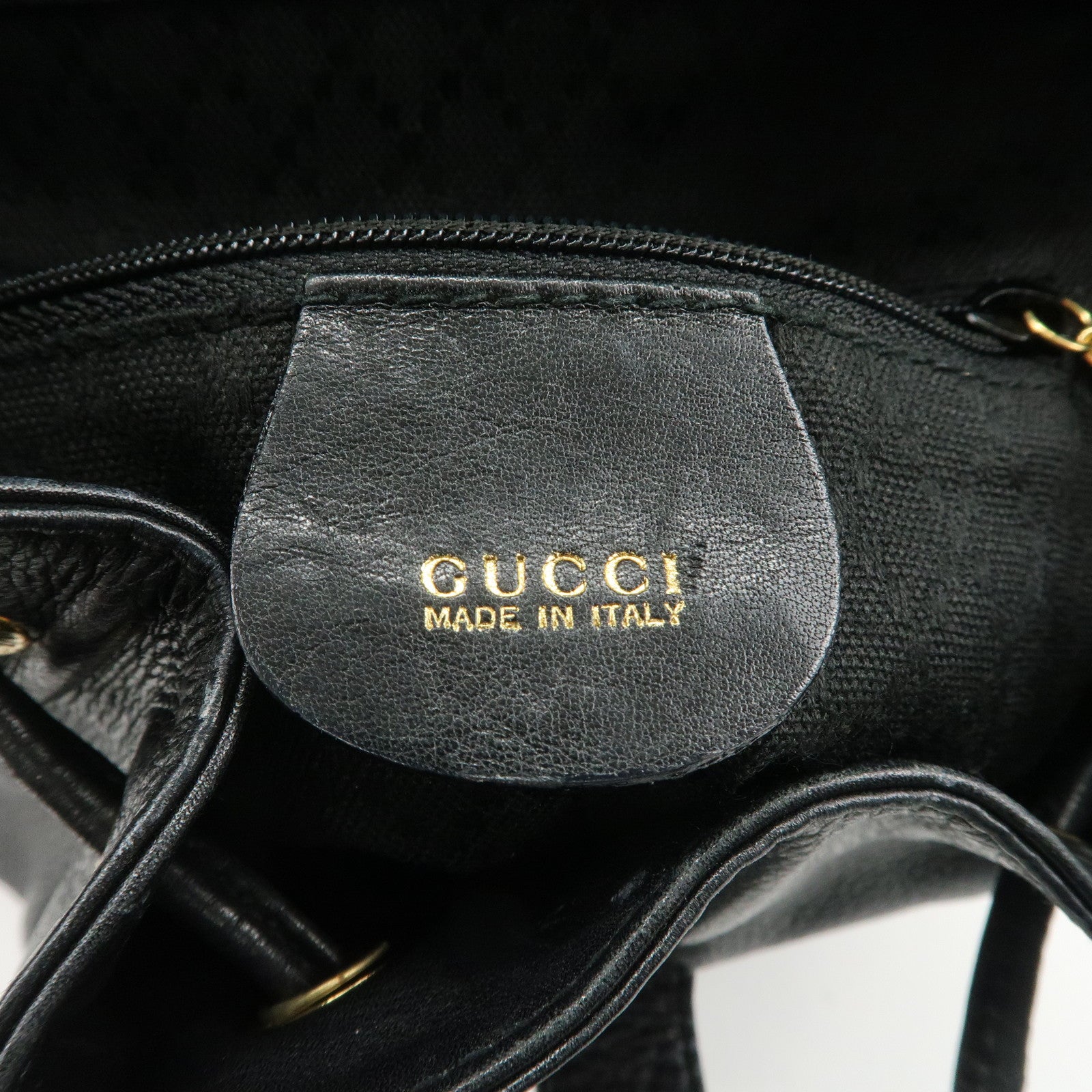 GUCCI Bamboo Leather Ruck Sack Backpack Black 003.1705.0030 Used