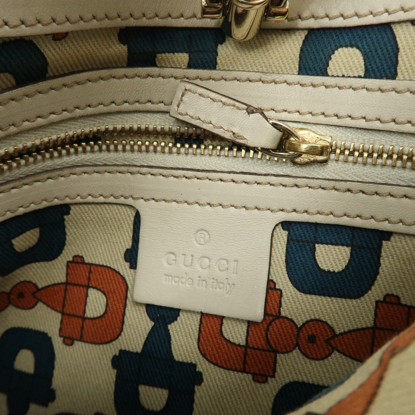 GUCCI New Jackie Guccissima Leather Shoulder Bag Ivory 141576 Used