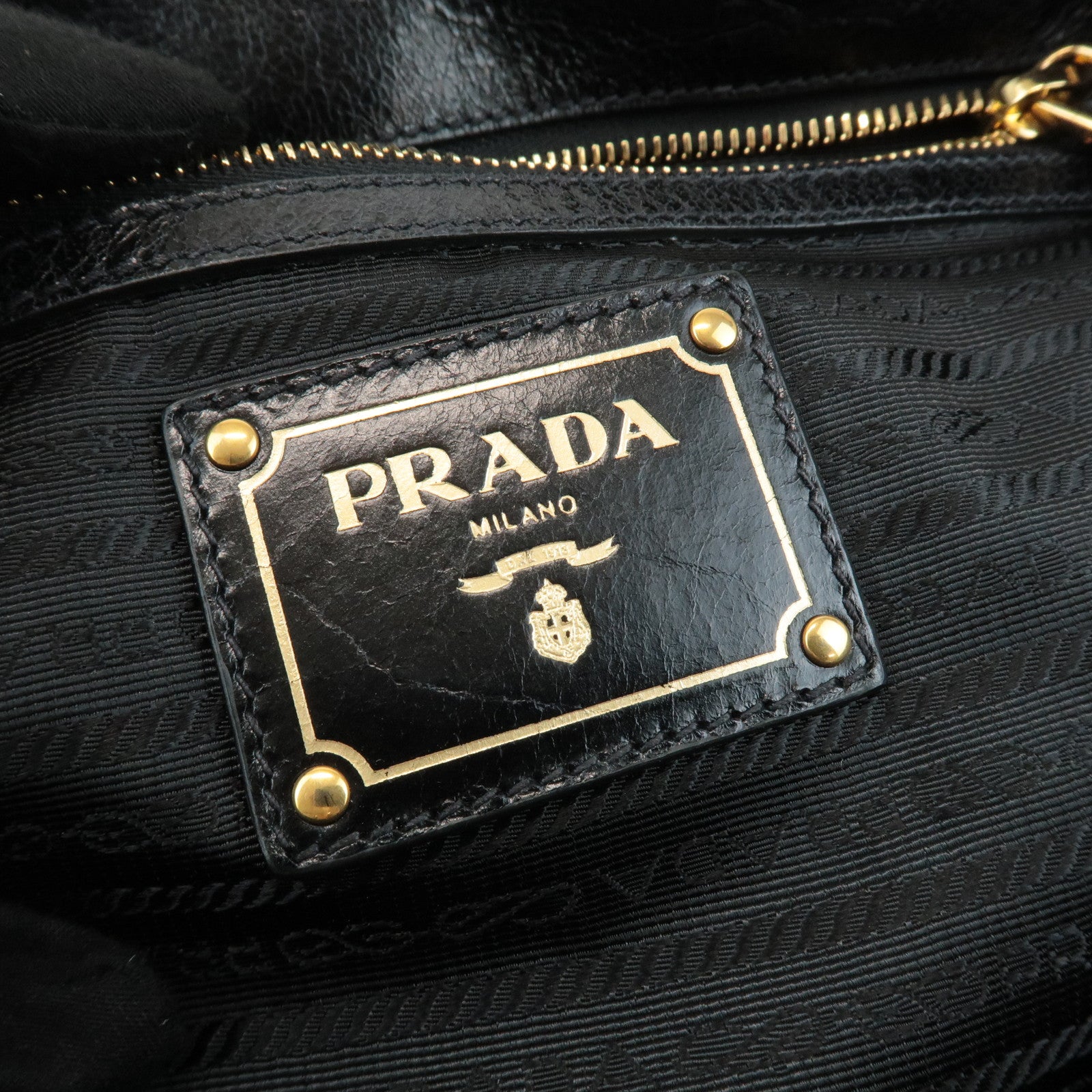 PRADA Logo Leather 2WAY Bag Shoulder Bag Hand Bag Black Nero