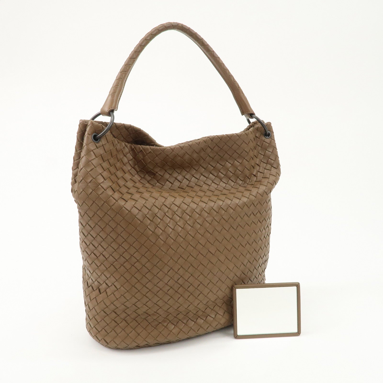 BOTTEGA VENETA Intrecciato Leather Shoulder Bag Brown