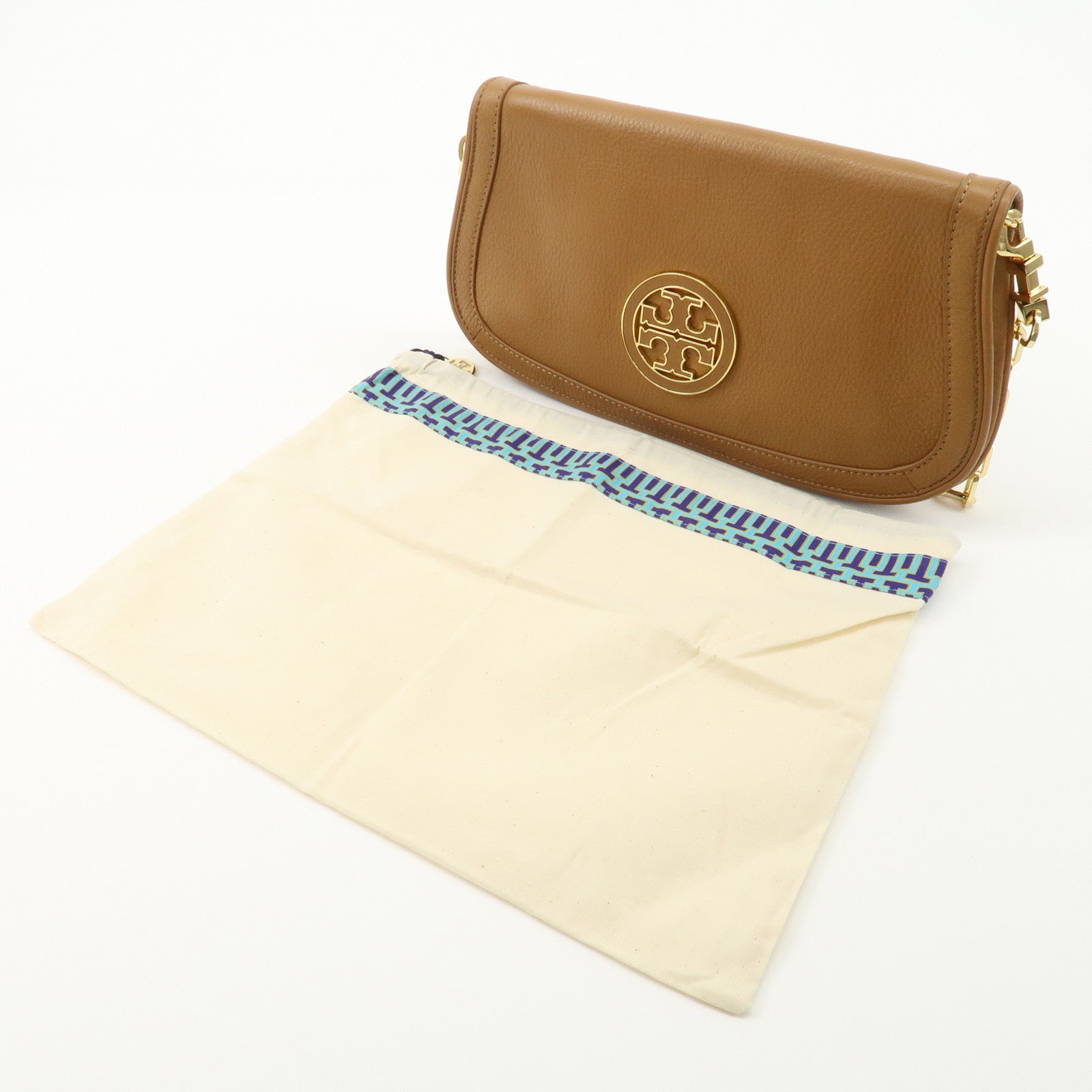 Tory Burch Leather Chain Shoulder Bag Hand Bag Light Brown