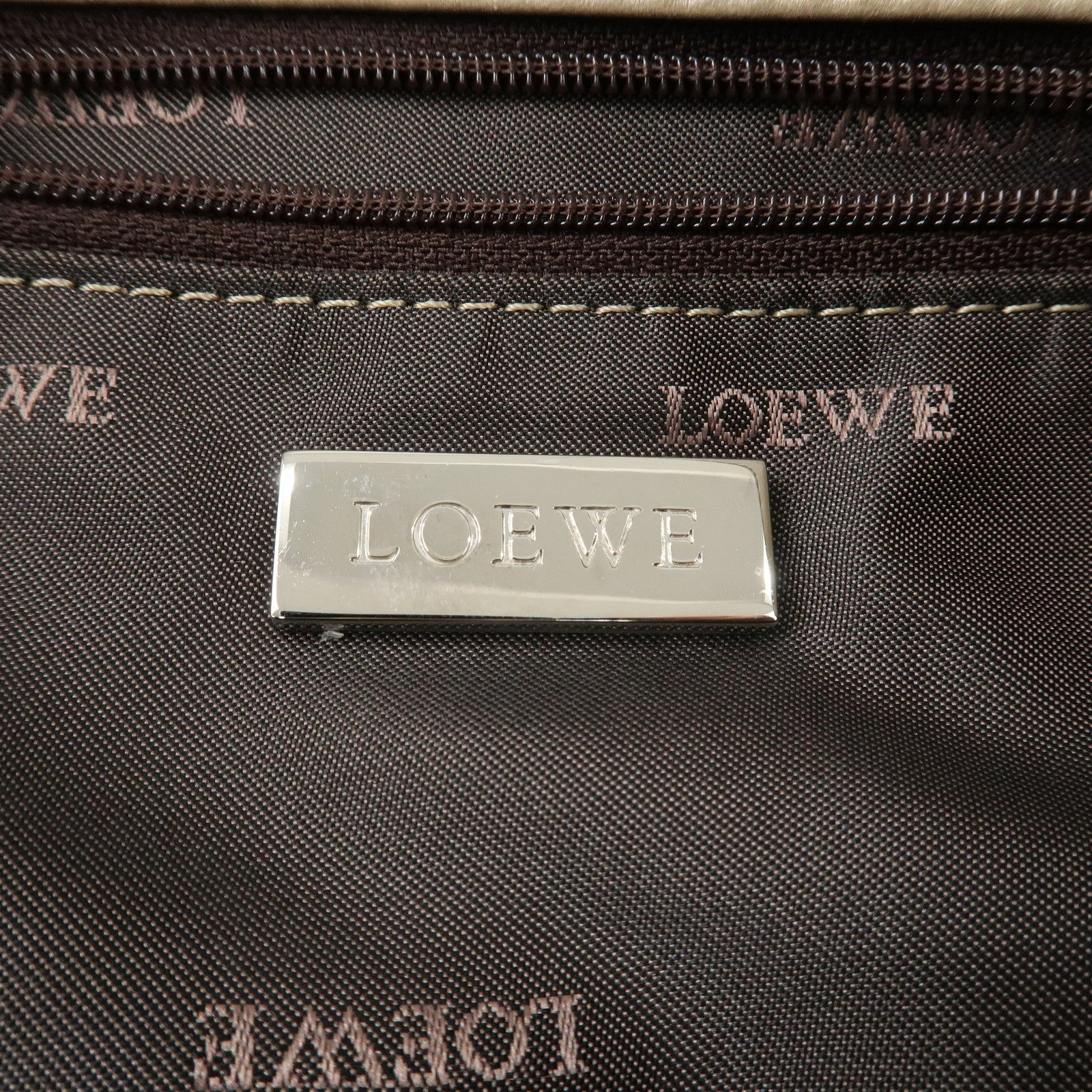 LOEWE Anagram Leather Tote Bag Shoulder Bag Hand Bag Beige Used