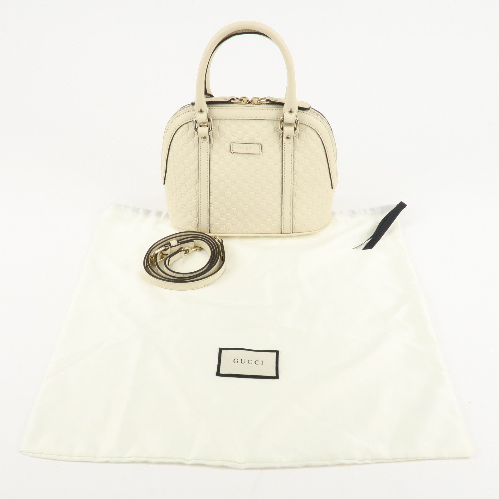 GUCCI Micro Guccissima Leather 2WAY Bag Hand Bag Ivory 449654