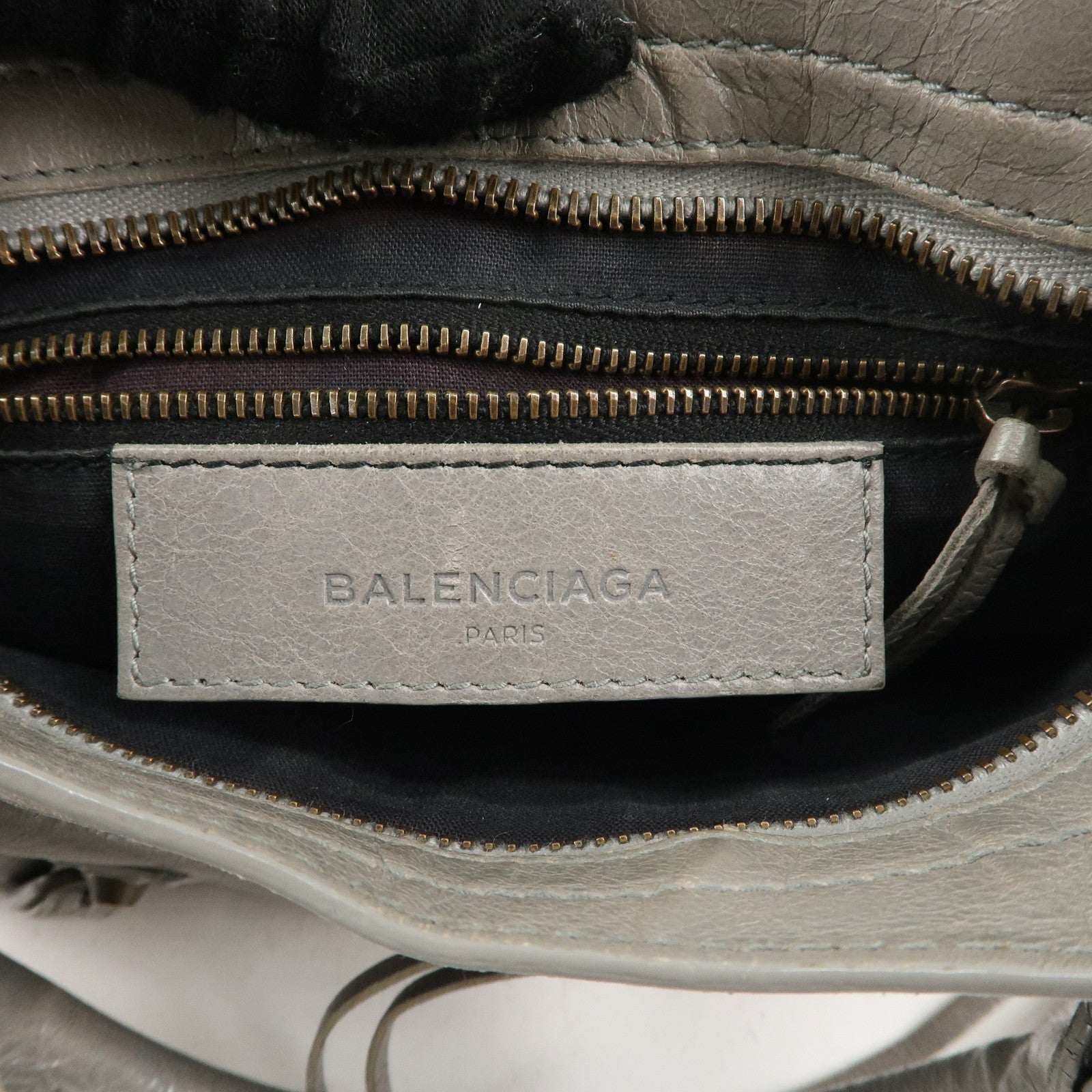 BALENCIAGA Leather Classic Mini City 2Way Bag Light Gray 300295