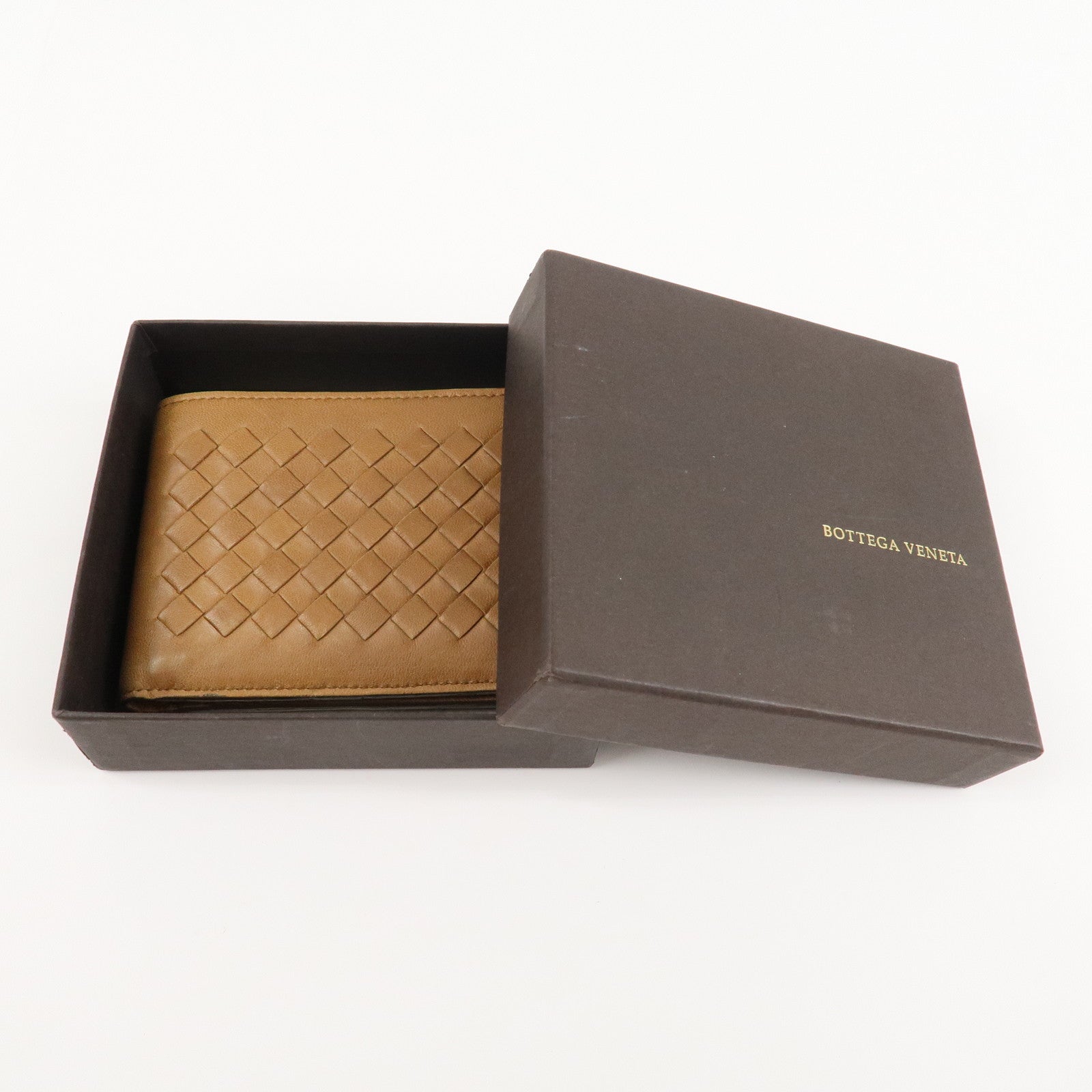 BOTTEGA VENETA Intrecciato Set of 2 Leather Wallet Brown Black