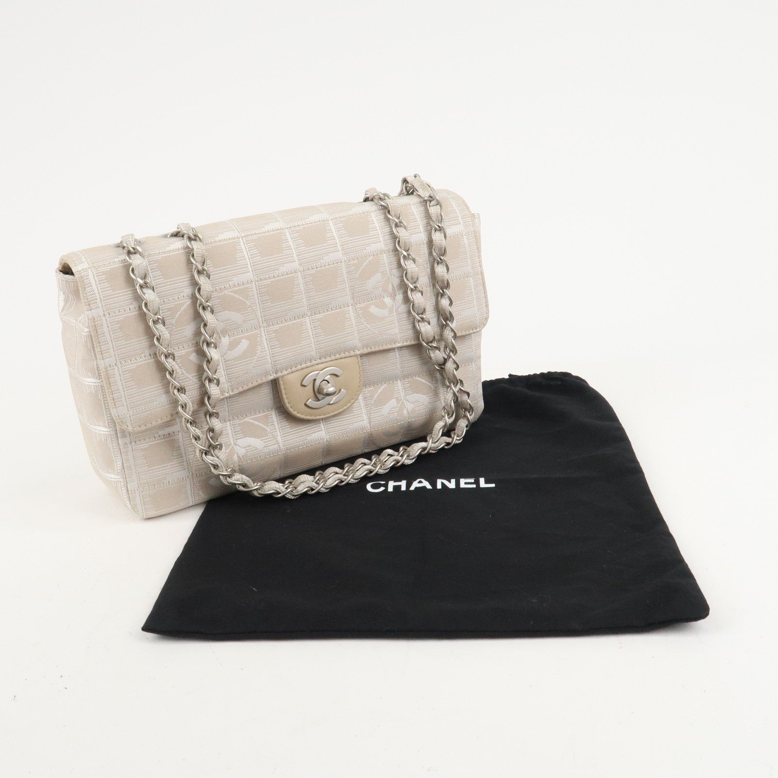 CHANEL Travel Line Chocolate Bar Nylon Jacquard Chain Bag A15285