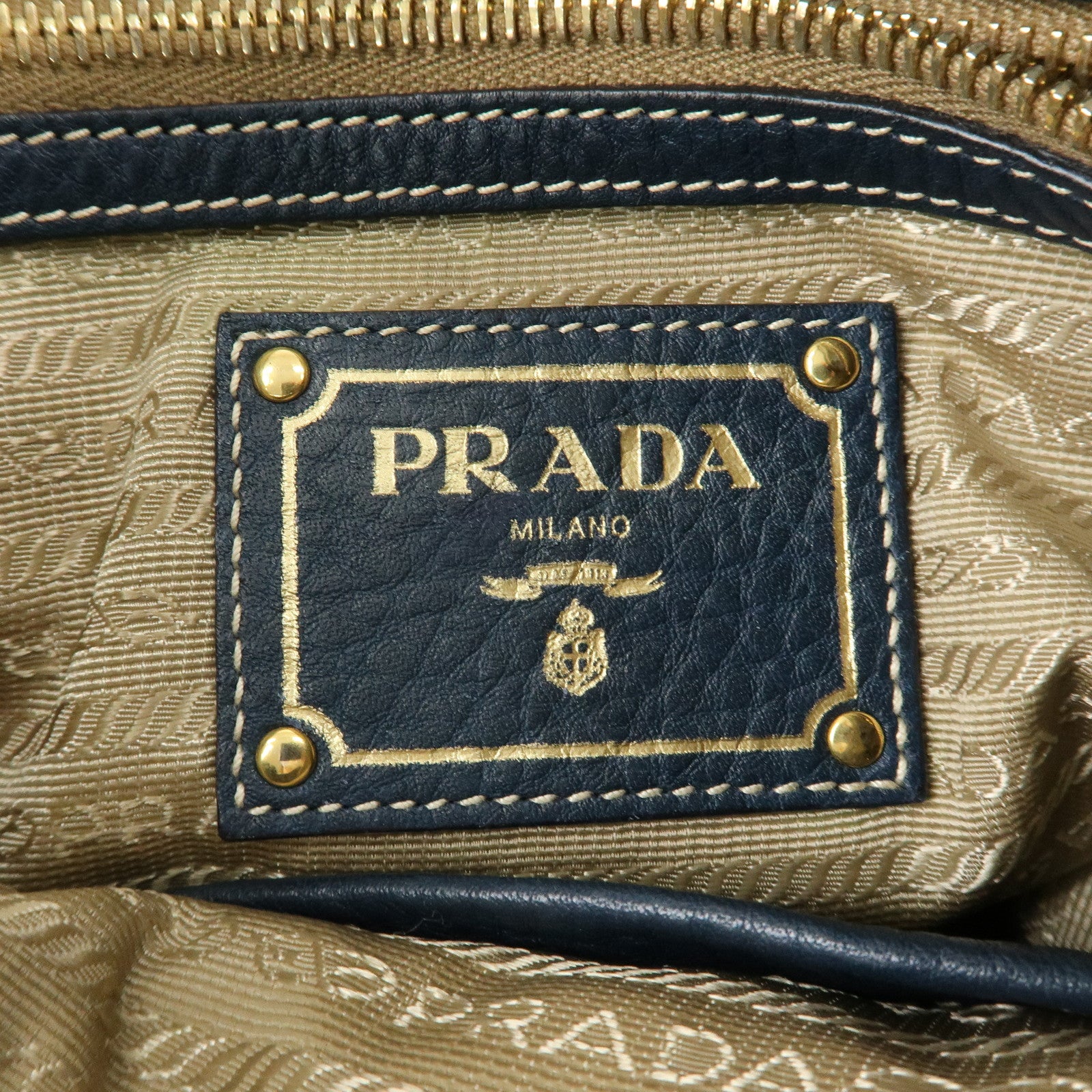 PRADA Soft Calf Leather Shoulder Bag Hand Bag Blue BR4690