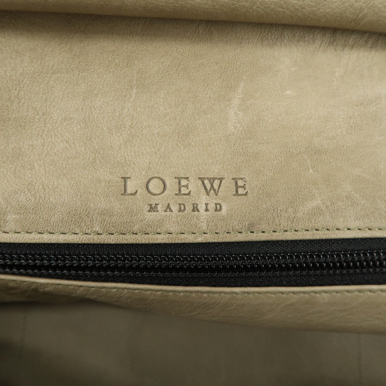 LOEWE Anagram Suede Leather Amazona 32 Hand Bag Khaki Brown Used