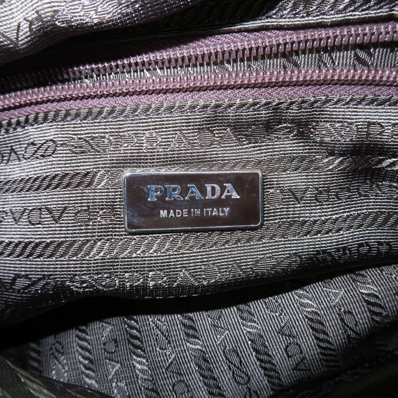 PRADA Nylon Leather Shoulder Bag Flower Motif Green Brown