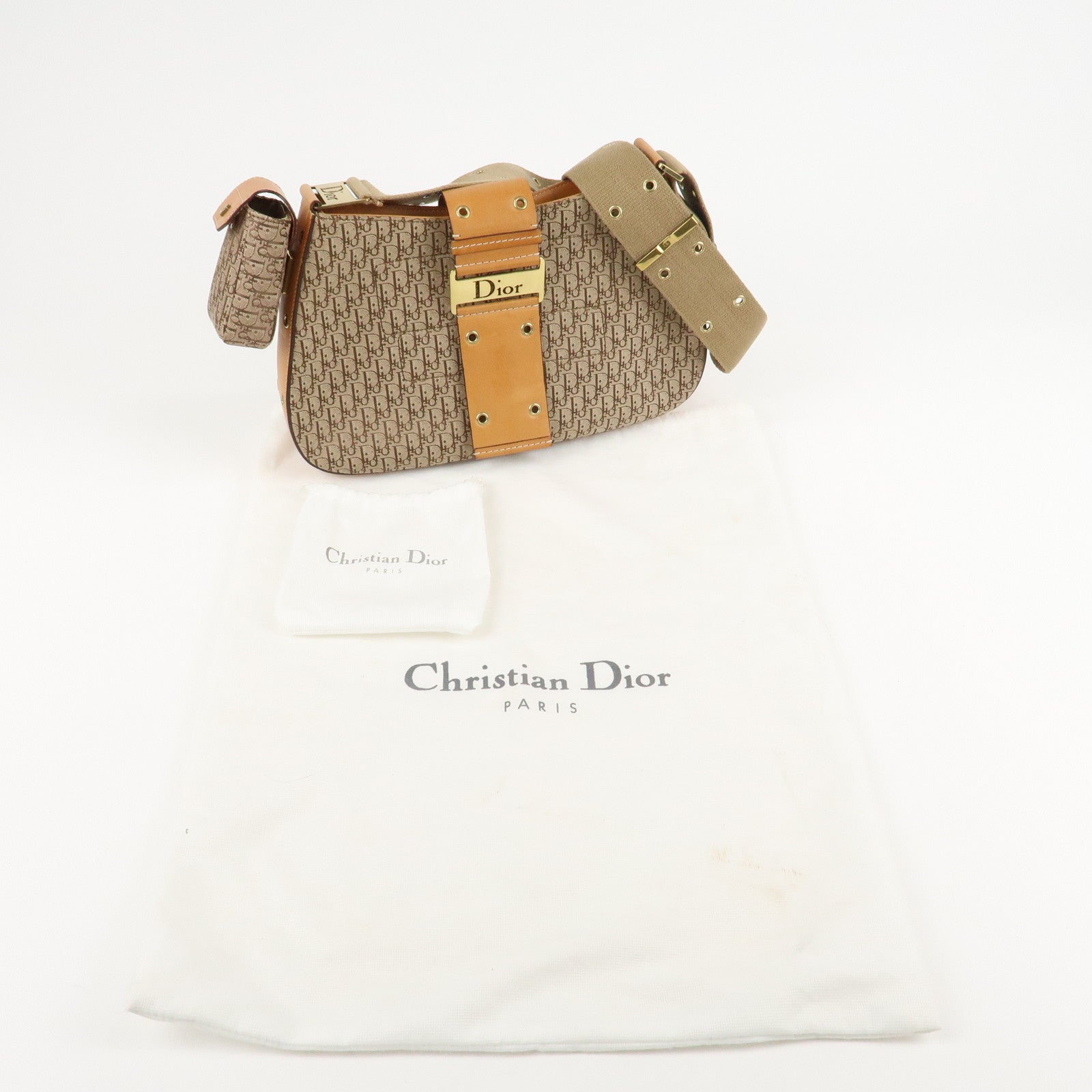 Christian Dior Trotter Canvas Leather Shoulder Bag 
Pouch Used