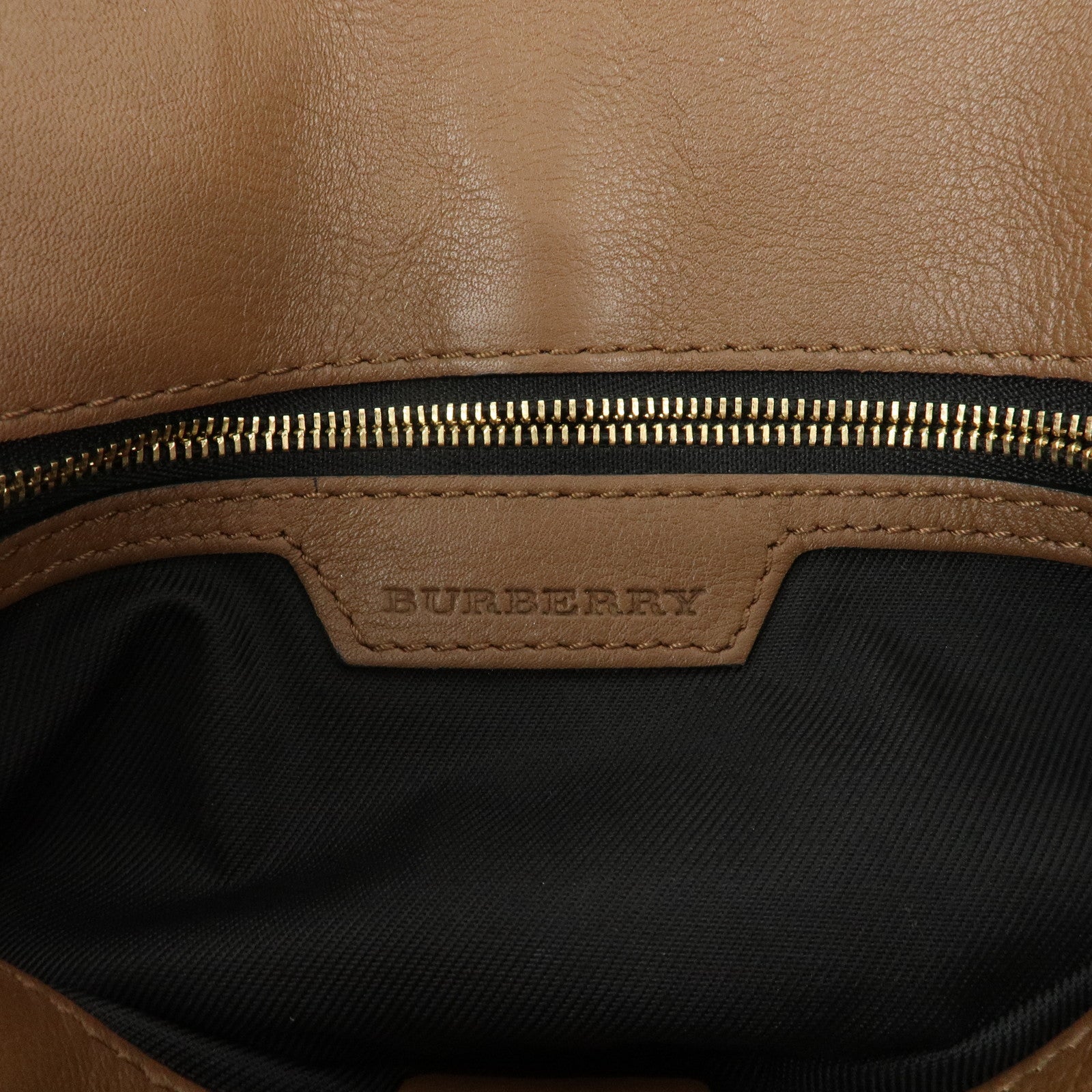 BURBERRY Nylon Leather Nova Plaid Shoulder Bag Beige Brown