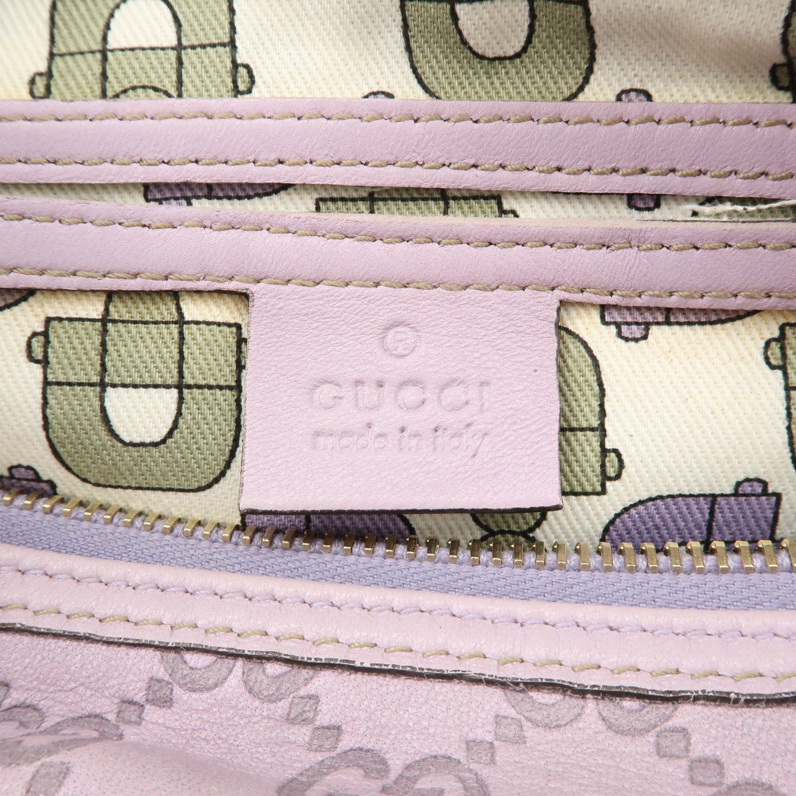 GUCCI Guccissima Leather Mini Boston Bag Light Purple 193604 Used