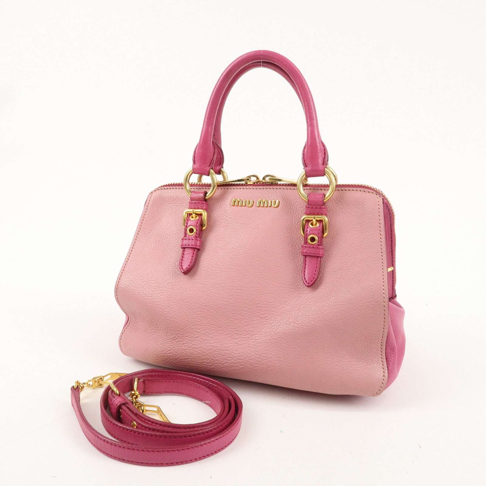 MIU MIU Leather 2WAY Bag Hand Bag Shoulder Bag Pink