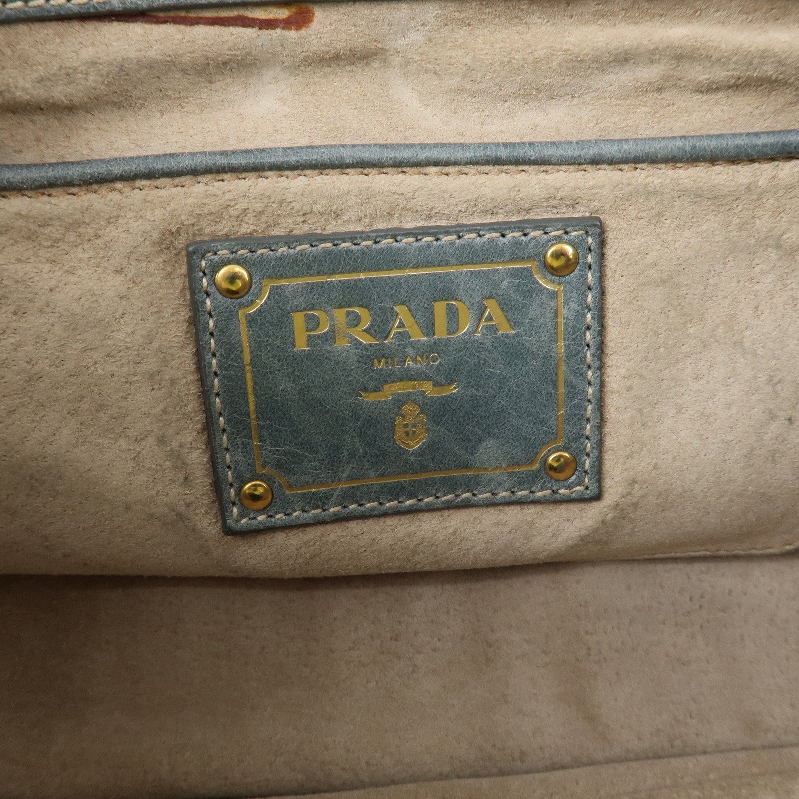 PRADA Leather Chain Shoulder Bag Gray BR4657 Used