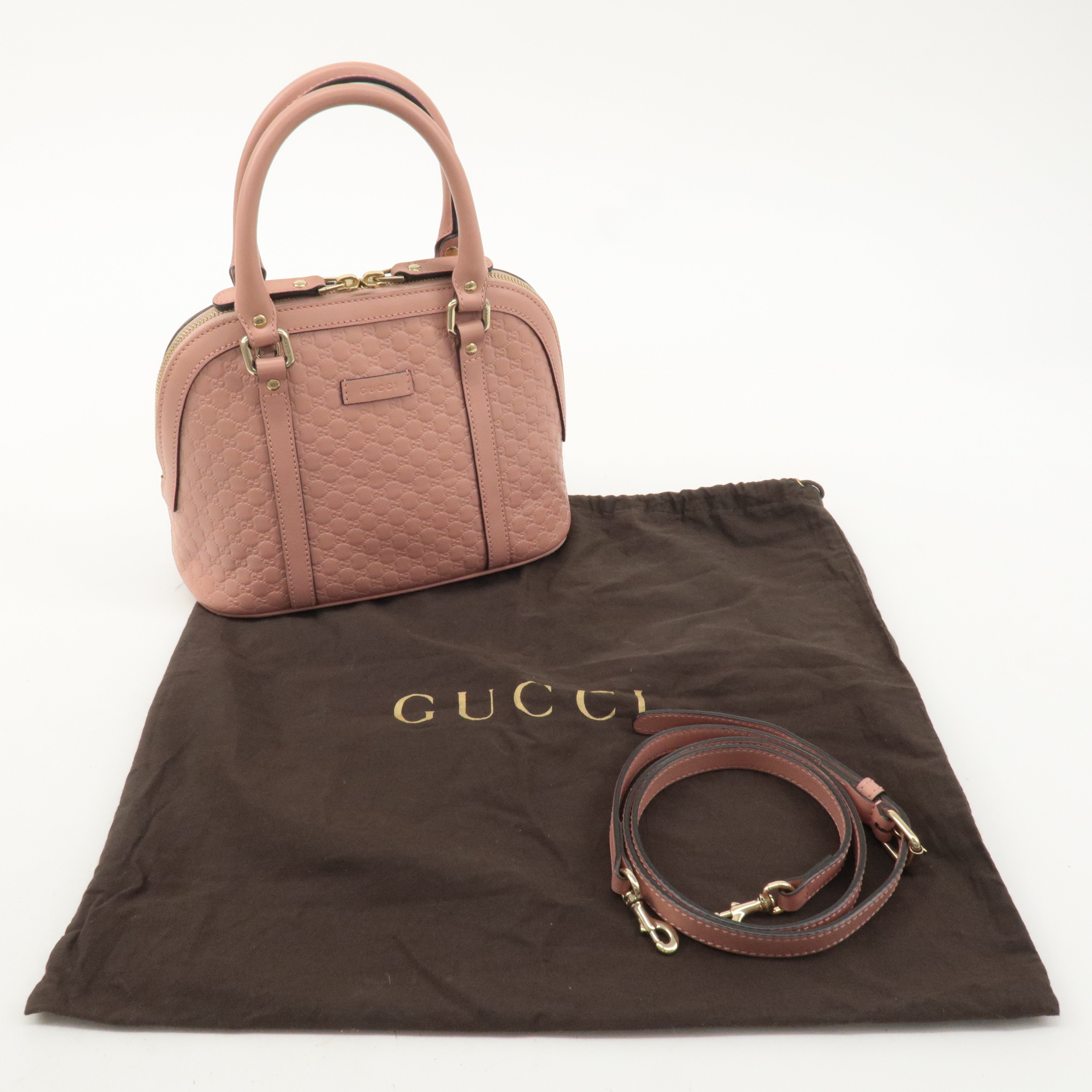 GUCCI Micro Guccissima Leather 2Way Shoulder Hand Bag Pink 449654