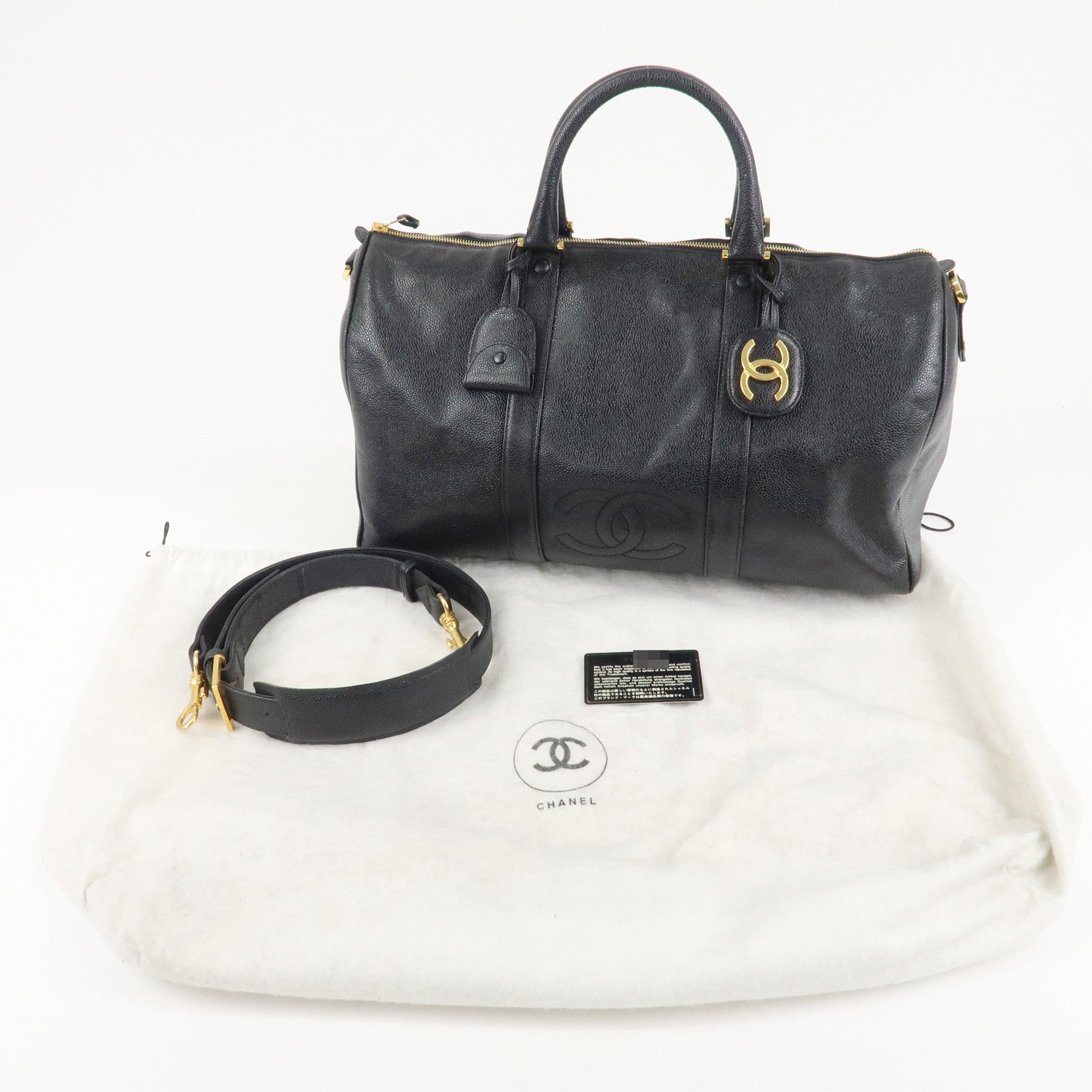 CHANEL Caviar Skin Large COCO 2Way Boston Bag Black