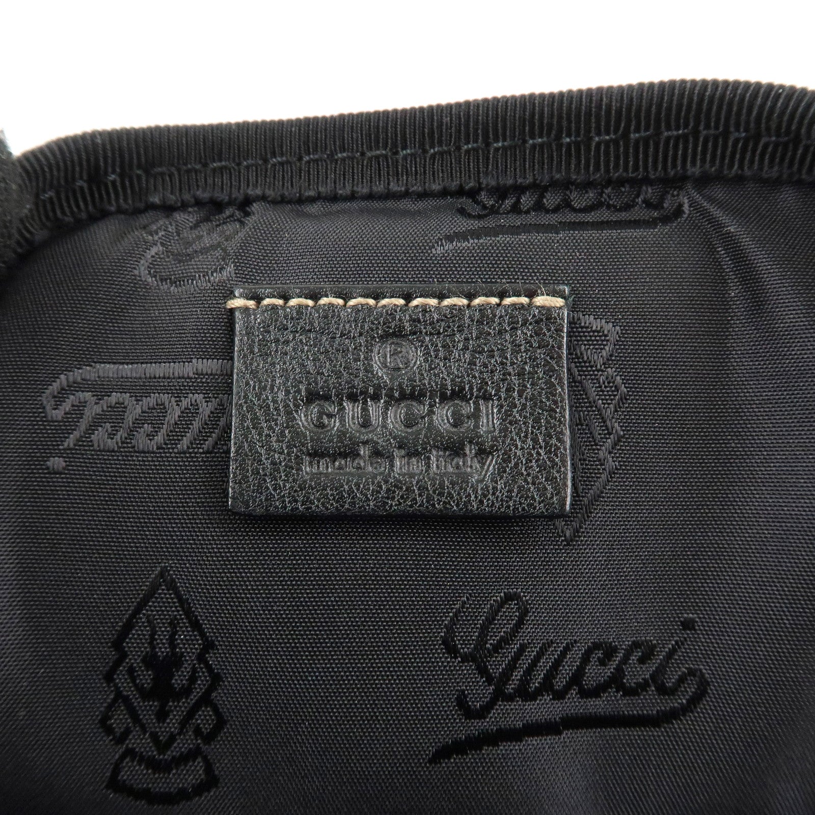 GUCCI Leather Nylon Waist Bag Cross Body Bag Black 201846