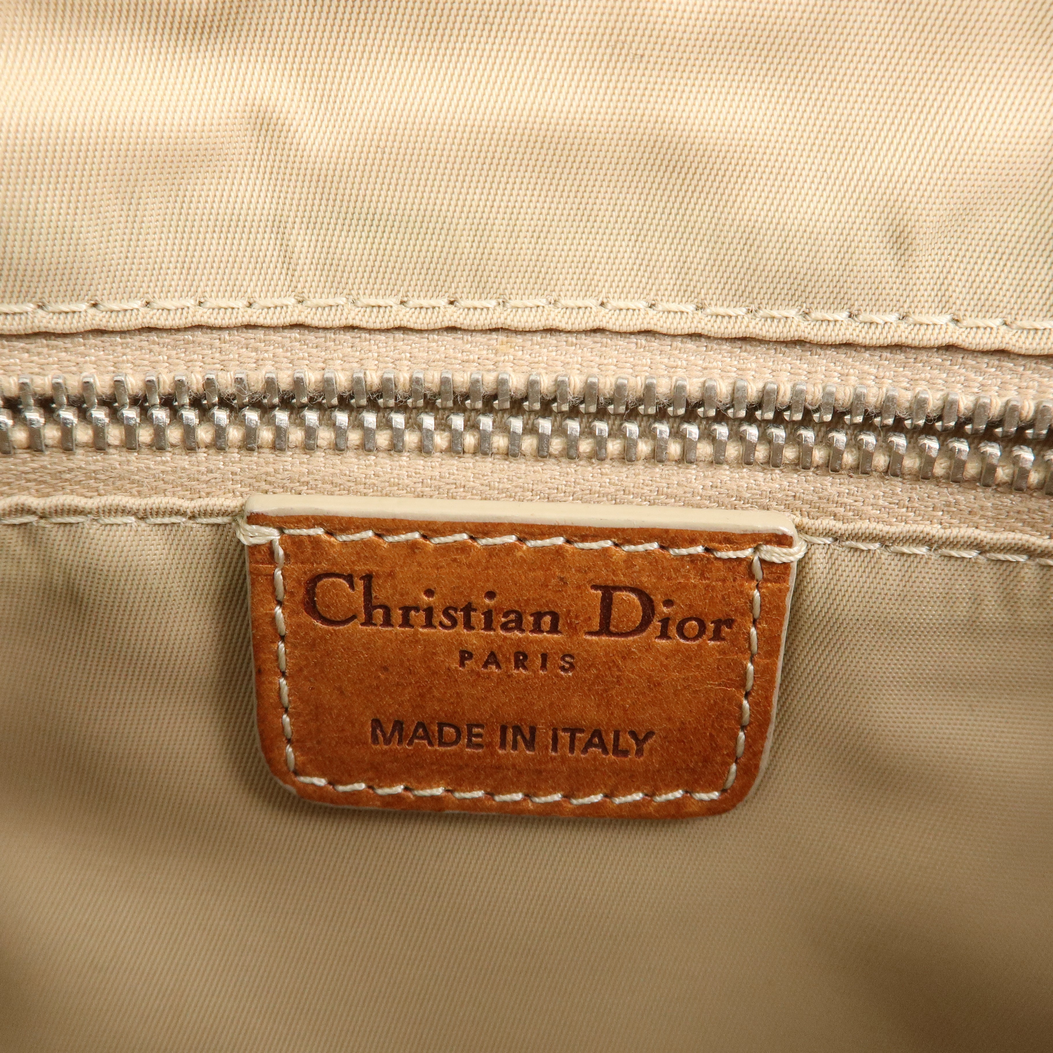 Christian Dior Trotter PVC Leather Hand Bag Beige Brown