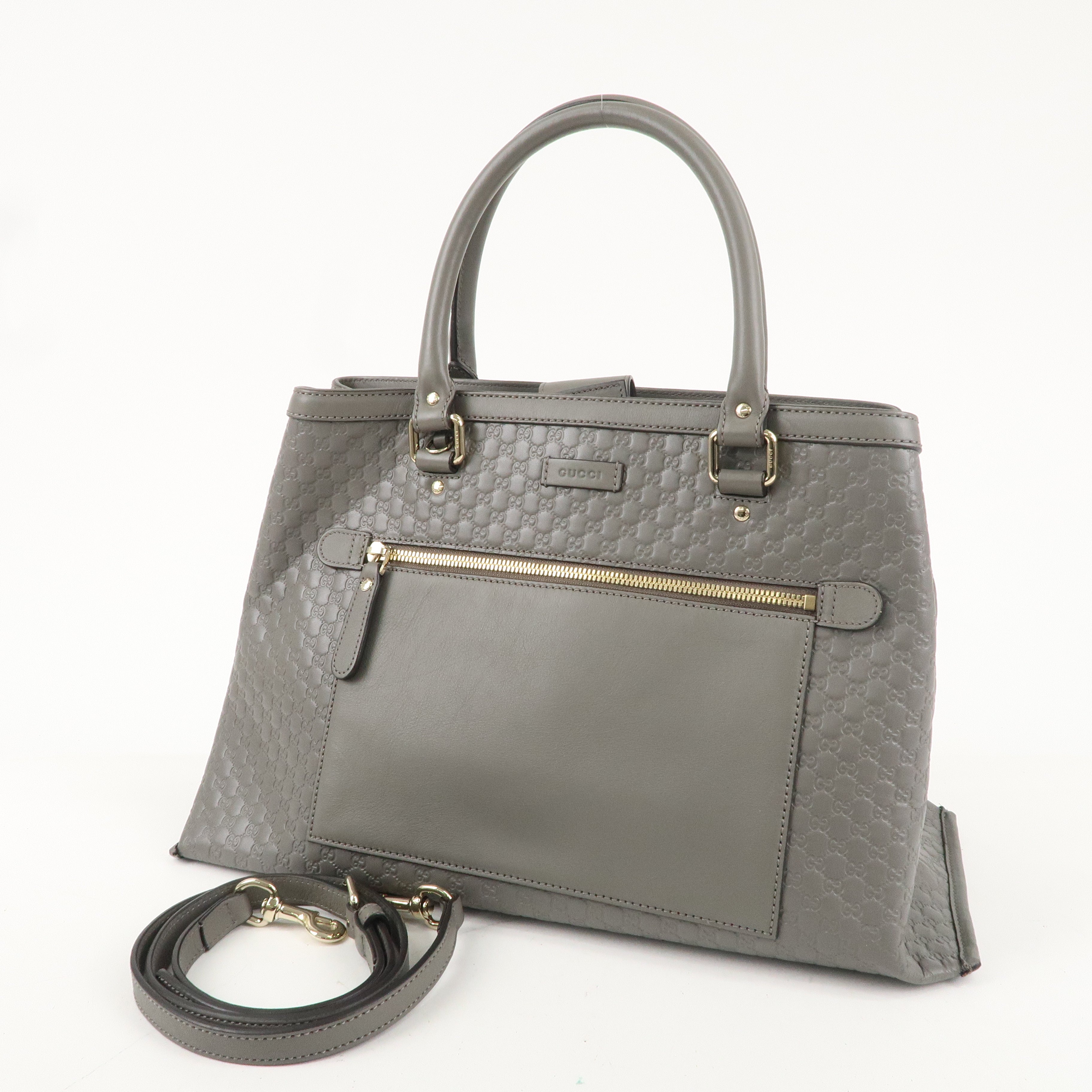 GUCCI Micro Guccissima Leather 2Way Shoulder Tote Bag Gray 510291