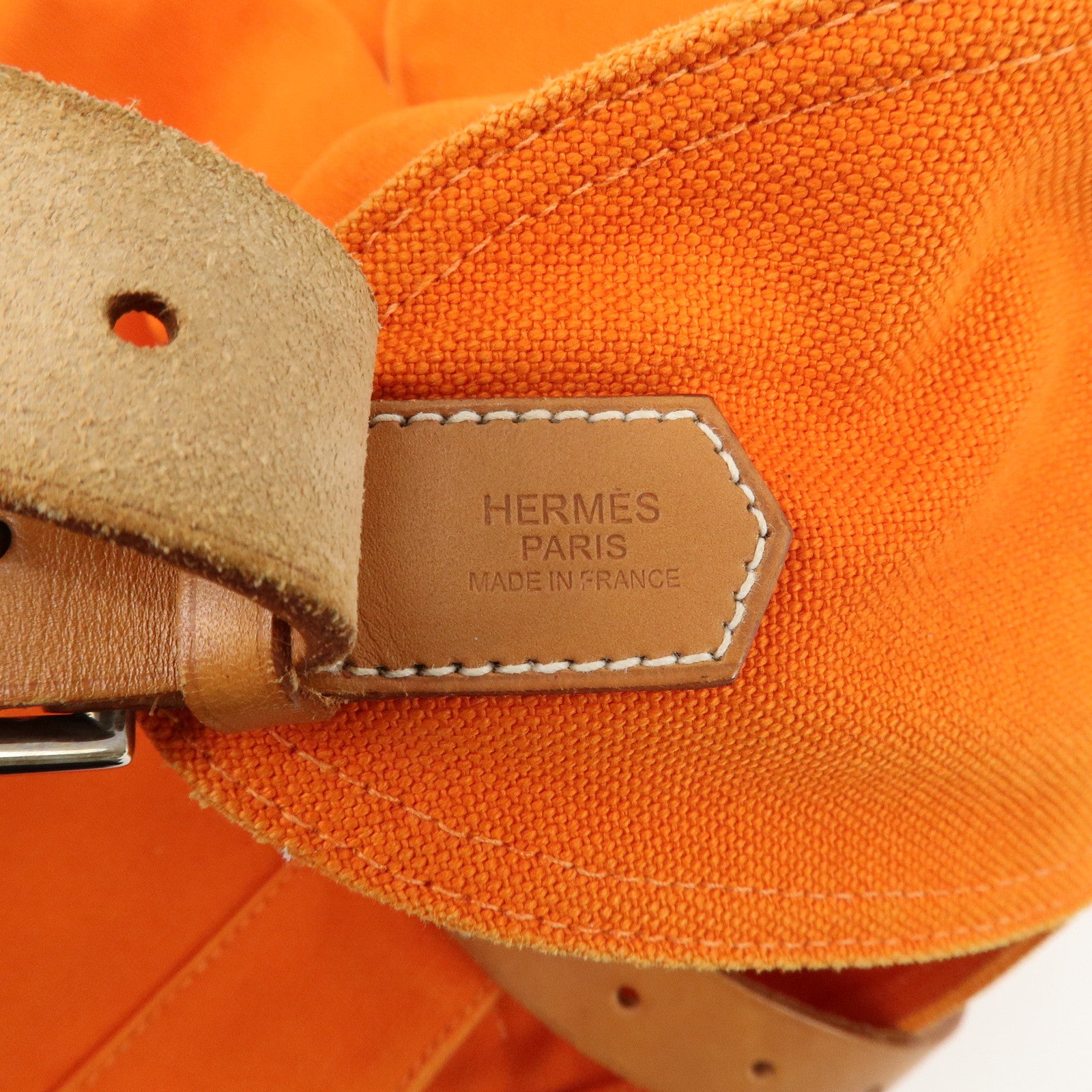 HERMES Marwari GM Canvas Leather □〇 Stamped Shoulder Bag Orange Used