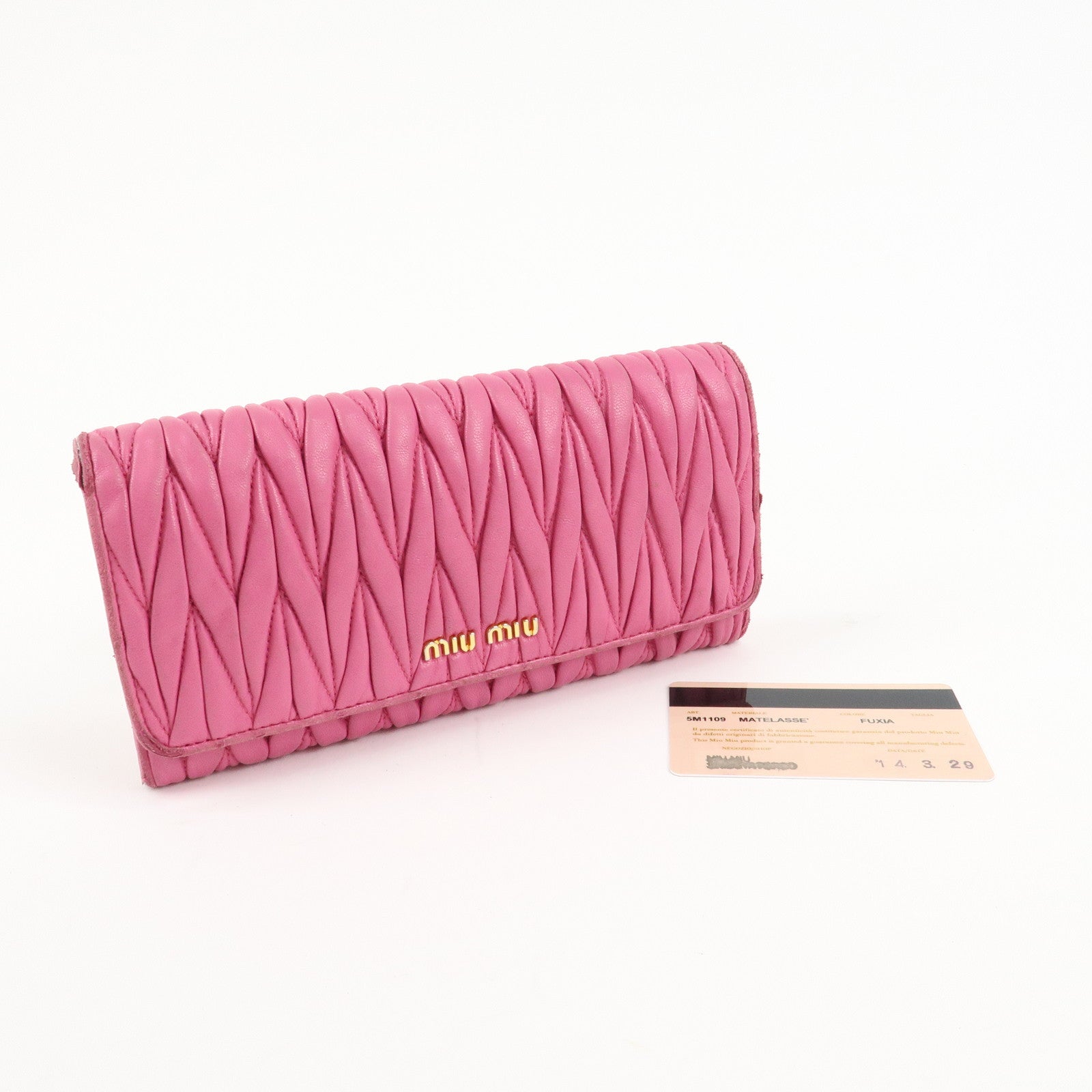 MIU MIU Matelasse Set of 2 Long Wallet Pink 5M1109 5M1183 Used