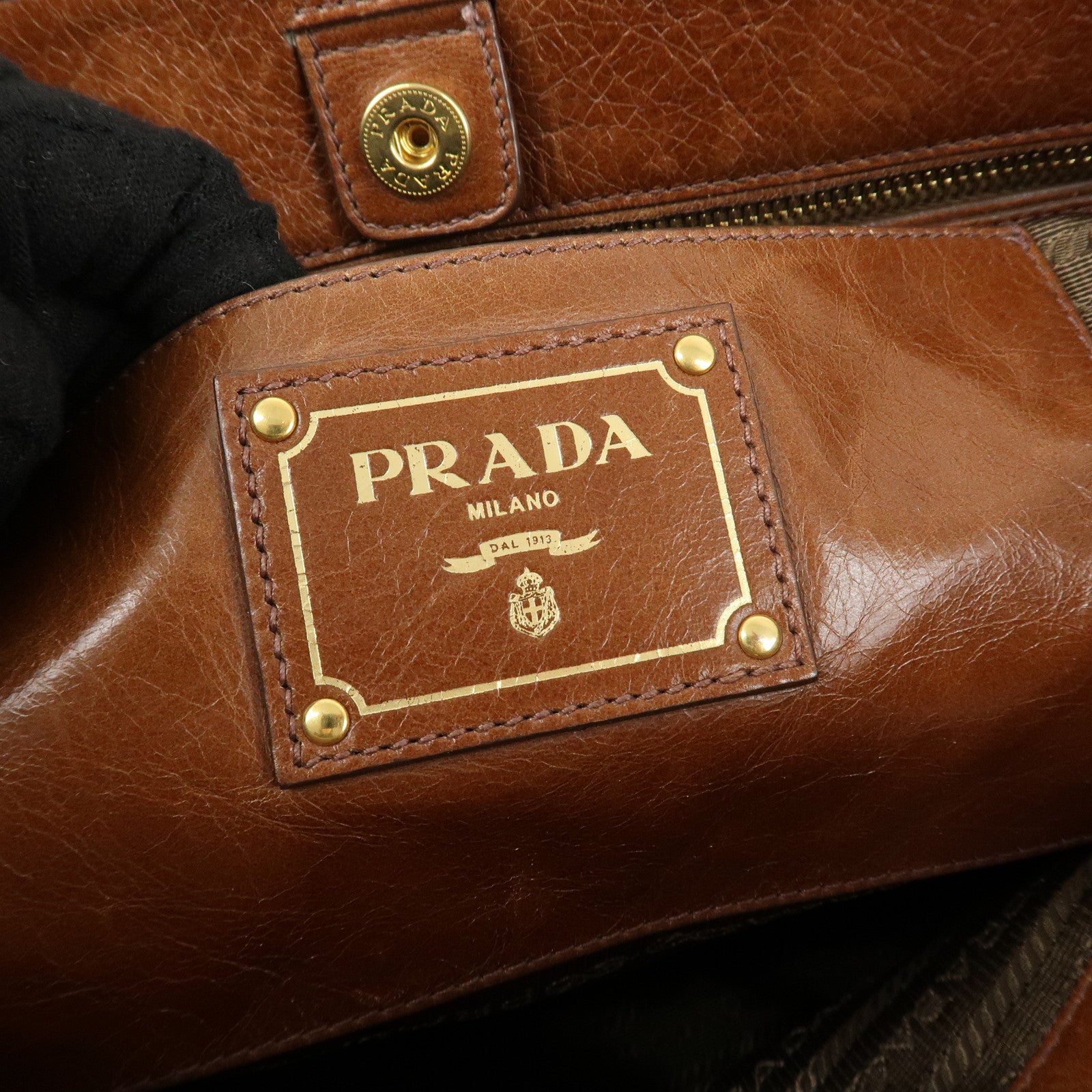 PRADA Leather 2Way Bag Shoulder Bag Hand Bag Brown