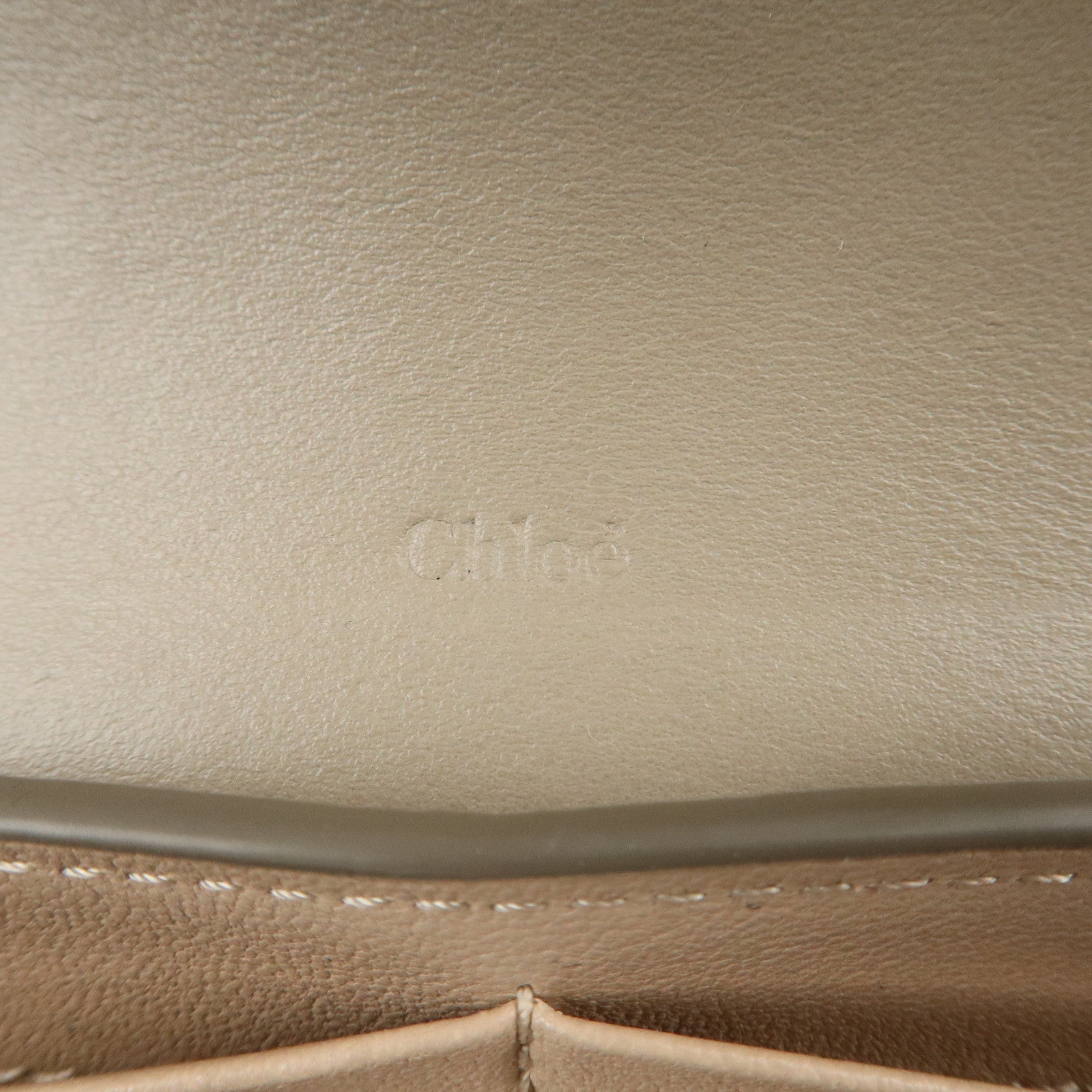 Chloe Abby Leather Bi-fold Long Wallet Greige Used