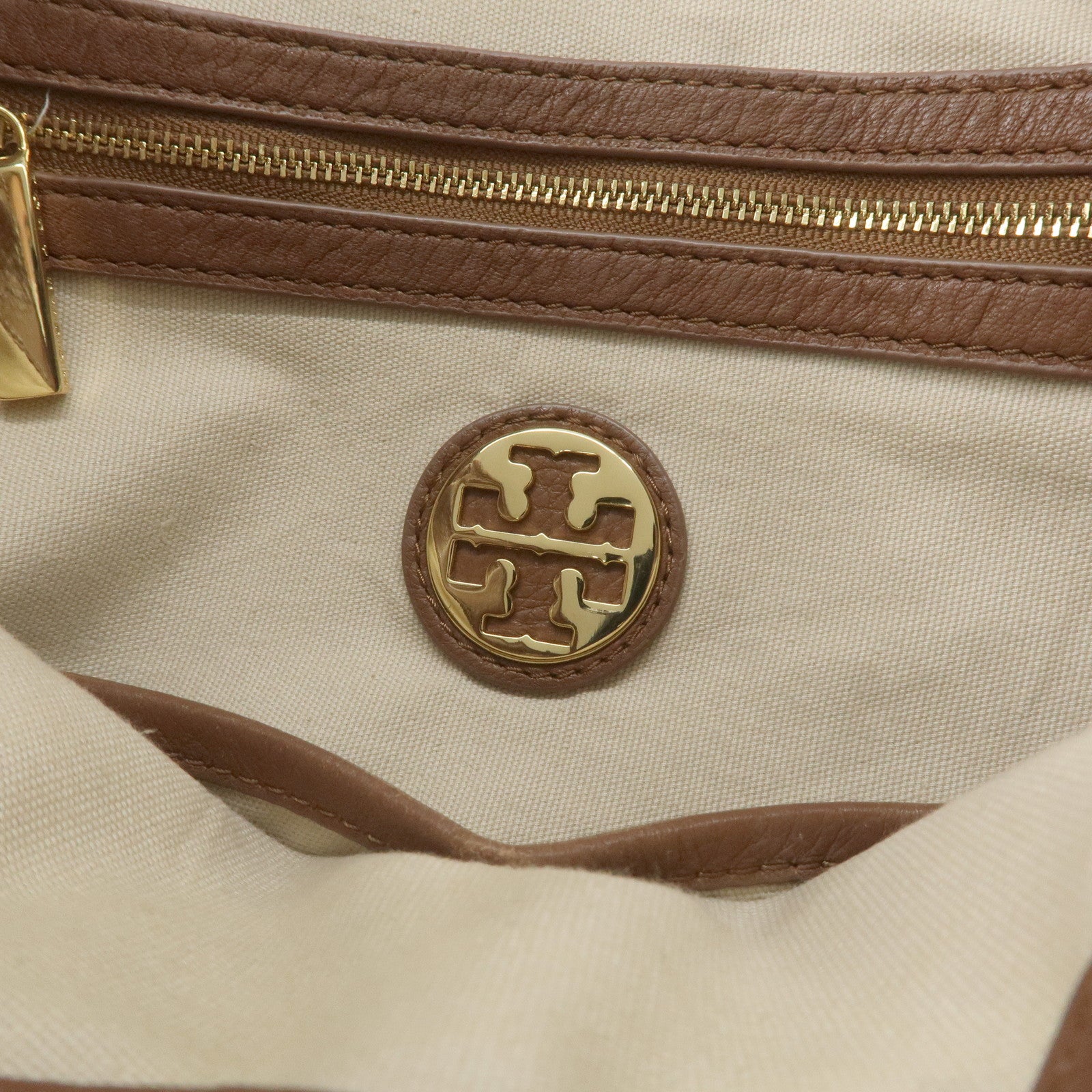 Tory Burch Leather Tote Bag Hand Bag Sholder Bag Brown