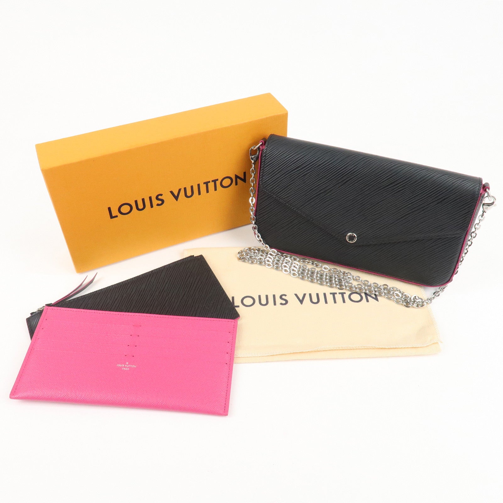 Louis Vuitton Epi Pochette Felicie Shoulder Bag Noir Pink M64579 Used