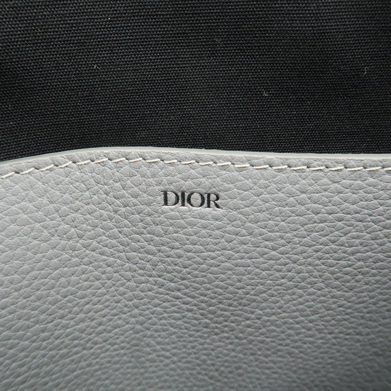 Christian Dior Leather CD 1947 Clutch Pouch Gray Used