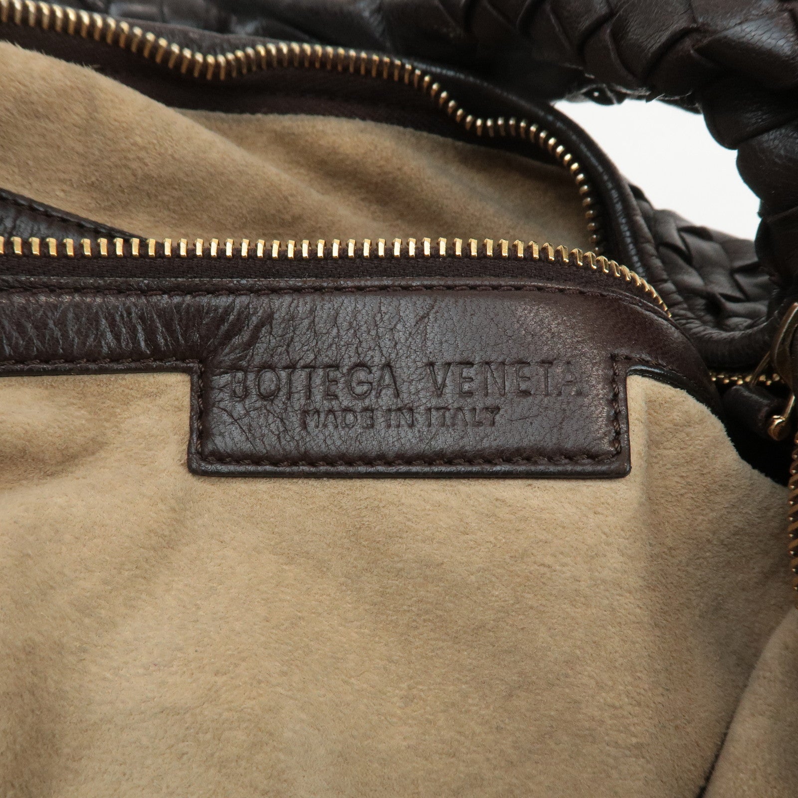 BOTTEGA VENETA Intrecciato Leather Shoulder Bag Dark Brown