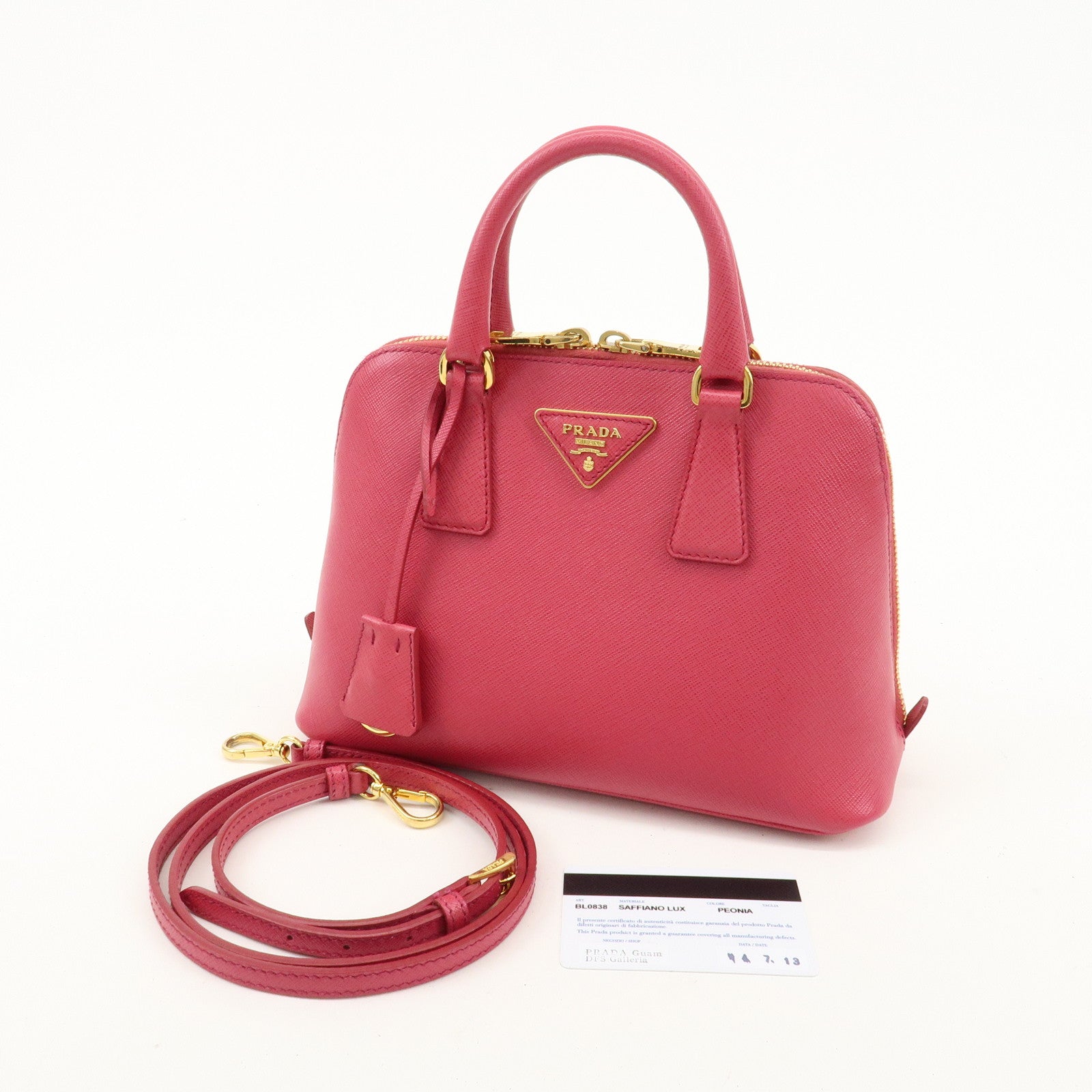 PRADA Logo Leather 2Way Hand Bag Shoulder Bag Pink BL0838