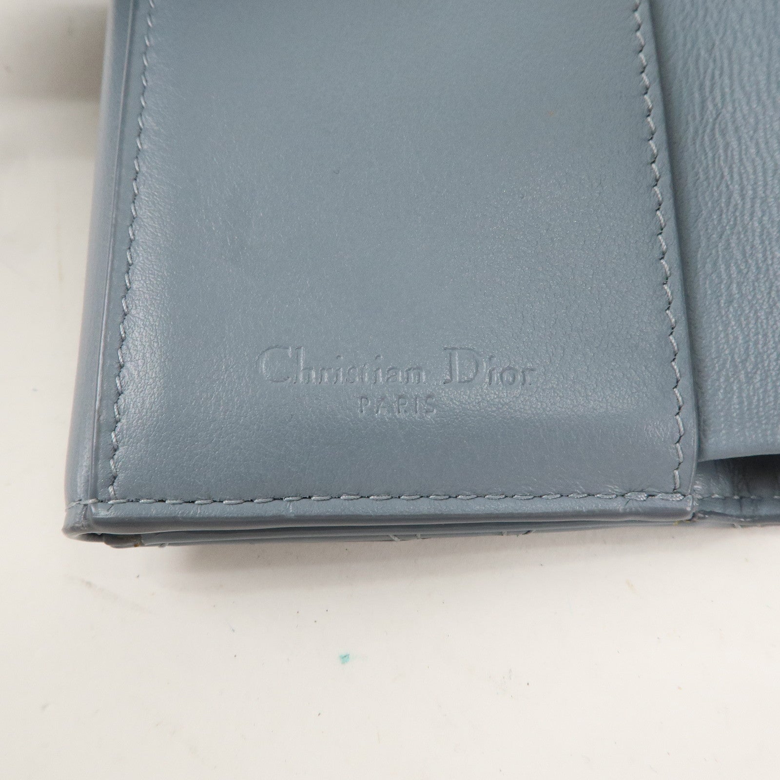 Christian Dior Cannage Patent Leather Lotus Wallet Cloud Blue